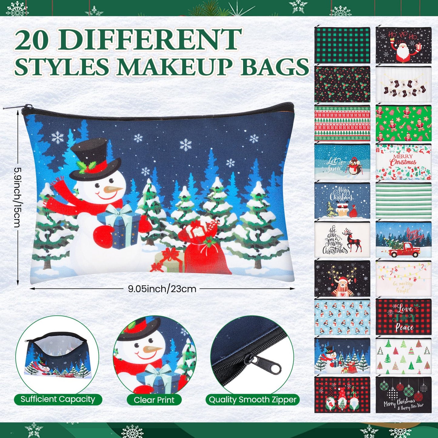 Shihanee 40 Pcs Christmas Gifts Bulk Sets for Women 20 Xmas Canvas Makeup Bags 20 Winter Crew Socks Cute Cosmetic Bags and Socks Xmas Gifts Ideal for Adults Coworker Employee Christmas Party Favors - Medaid International