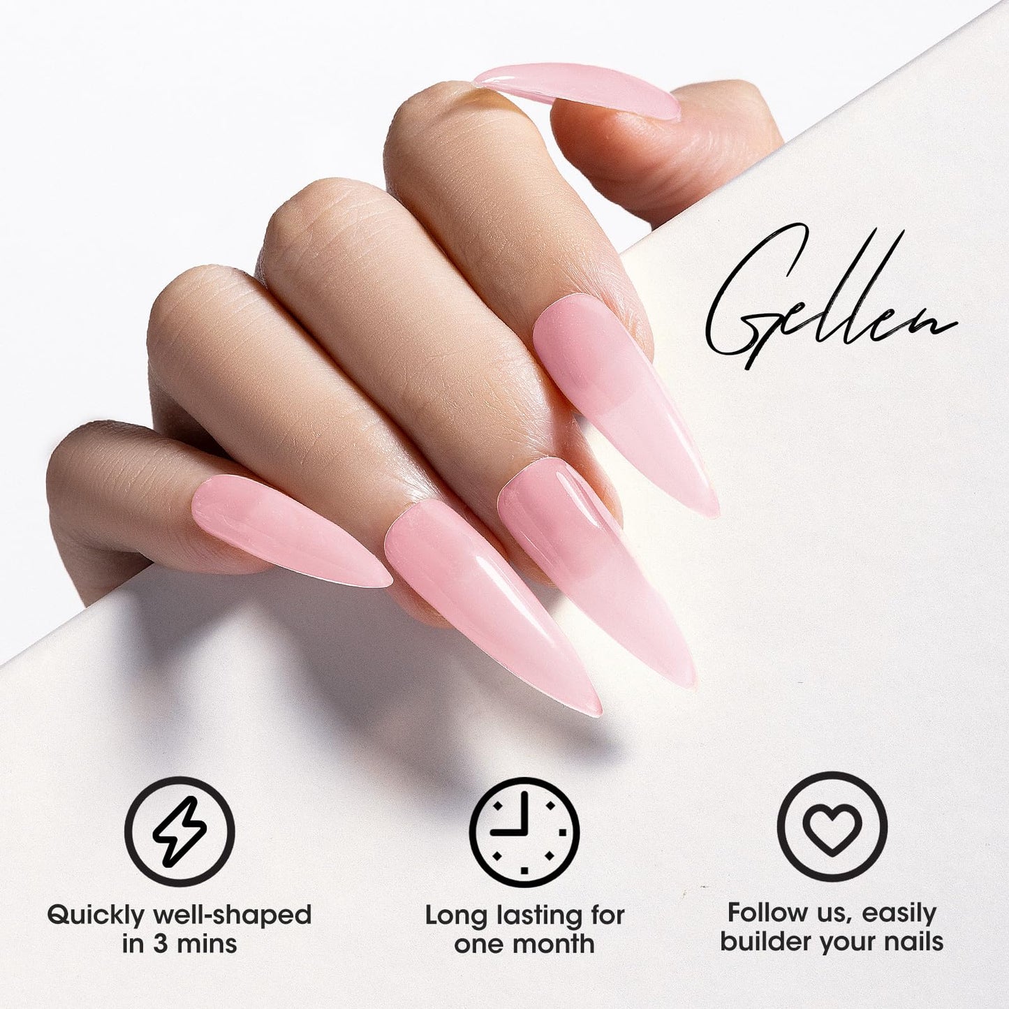 Gellen Professional Extension Poly Gel Soak Off UV Builder Gel Set Acrylic Nail Kit, DIY Home Gel Manicure (15ml, 4 Colors), Peach Clear Pink Lavender - Medaid International