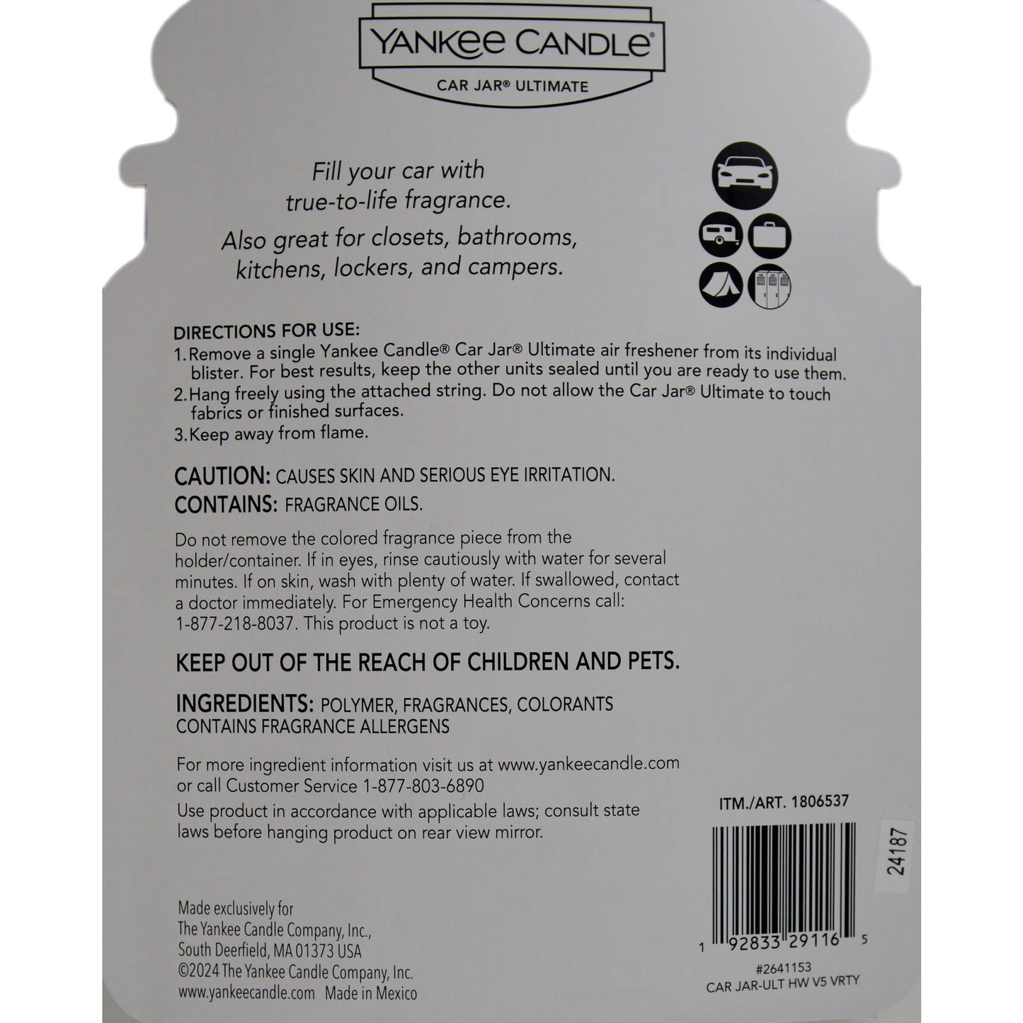 Yankee Candle Car Jar Ultimate Multipack, 5 Air Fresheners - Medaid International