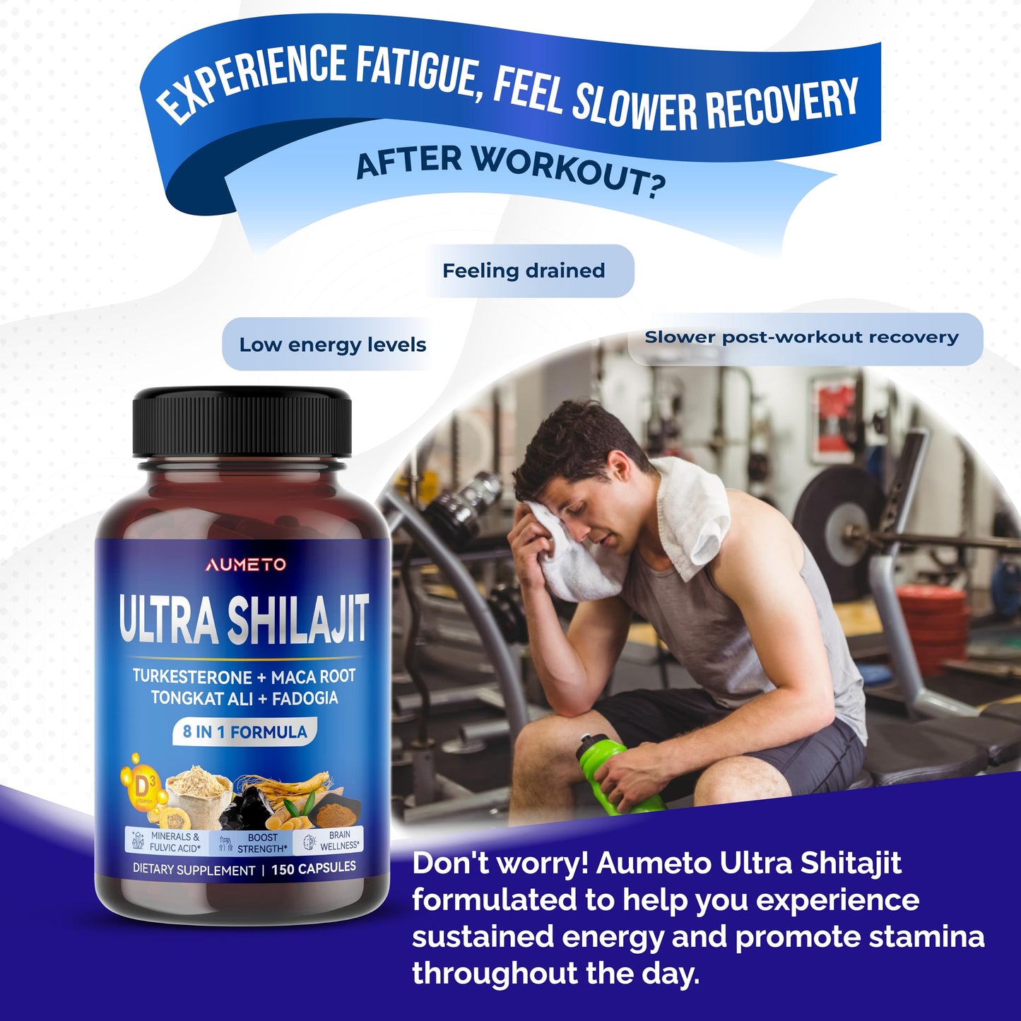 AUMETO Himalayan Shilajit Supplement - Enhanced Formula with Turkesterone, Maca Root, Tongkat Ali, Fadogia - Rich in Trace Minerals & Fulvic Acid for Male Vitality - Medaid International