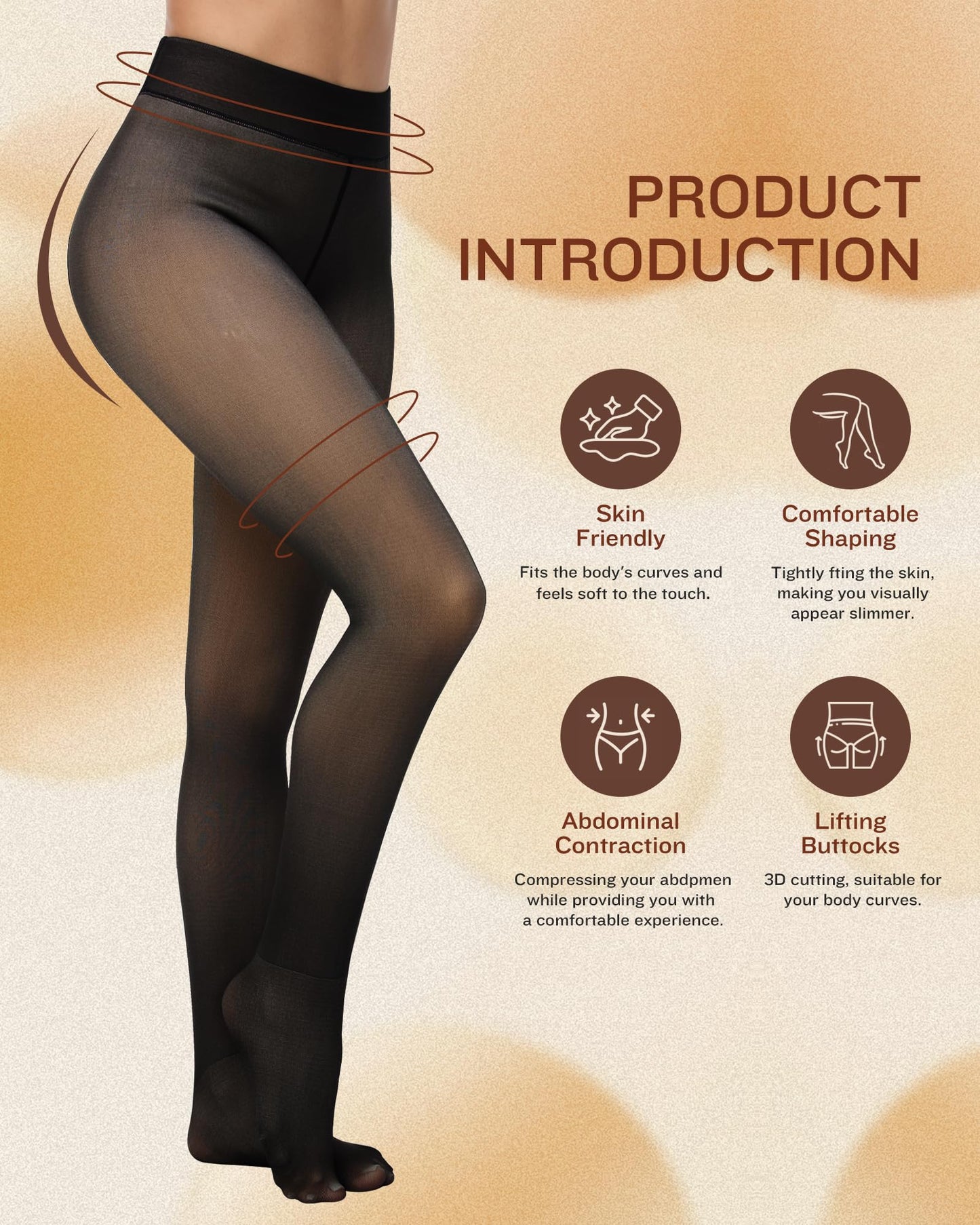 CHRLEISURE Women's Fleece Lined Tights - Fake Sheer Warm Pantyhose Thick Winter Leggings(TR Black, M/L) - Medaid International