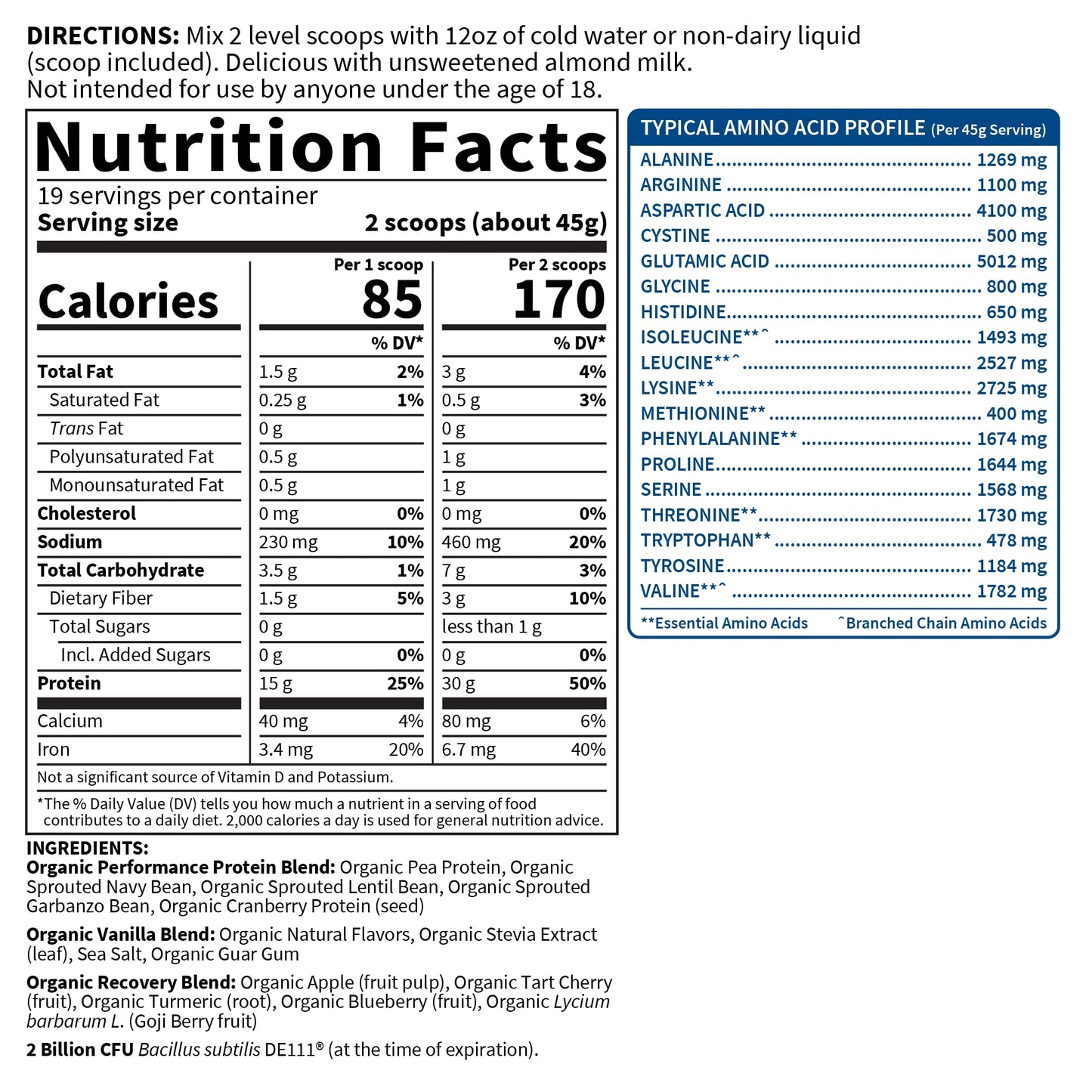 Garden of Life Organic Vegan Protein Powder with Probiotics, BCAAs, NSF Certified, Gluten Free & Sport, Non GMO, Sport Protein Powder, 19 Servings, Vanilla - Medaid International