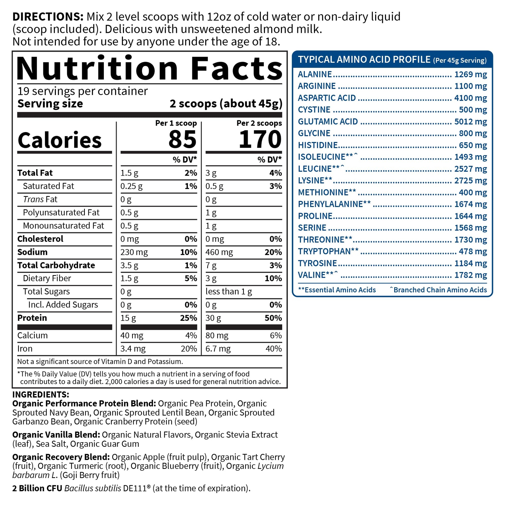 Garden of Life Organic Vegan Protein Powder with Probiotics, BCAAs, NSF Certified, Gluten Free & Sport, Non GMO, Sport Protein Powder, 19 Servings, Vanilla - Medaid International