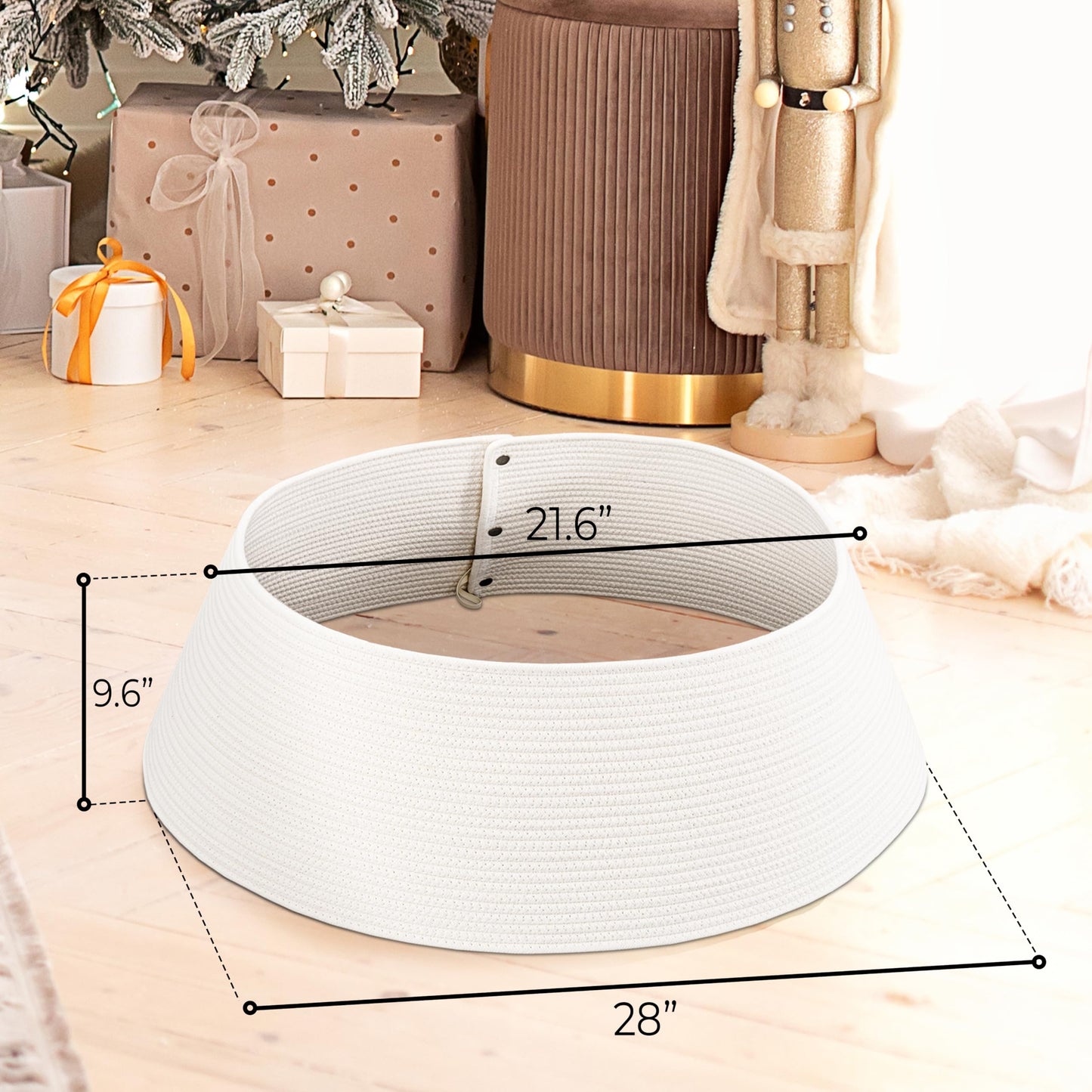 Beautiful Christmas Tree Collar - Modern 28" Cotton Rope Tree Ring - Easy to Set Up Christmas Skirt Enhances Your Holiday Home Decor - Medaid International