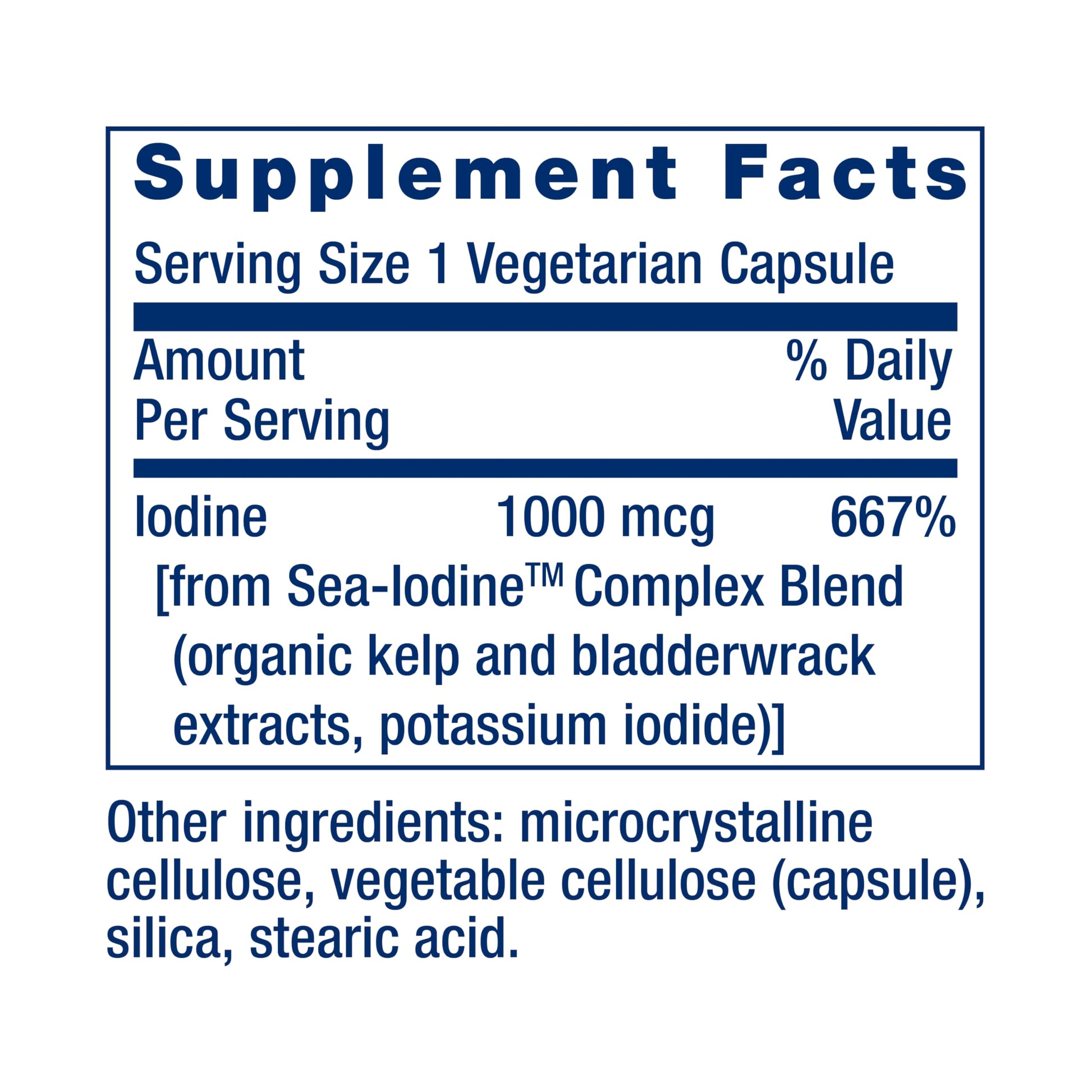Life Extension Sea-Iodine™, kelp and bladderwrack-derived Iodine, Supports Healthy Levels of This Essential Nutrient for Thyroid Health and Beyond, Non-GMO, Gluten-Free, Vegetarian, 60 Capsules - Medaid International