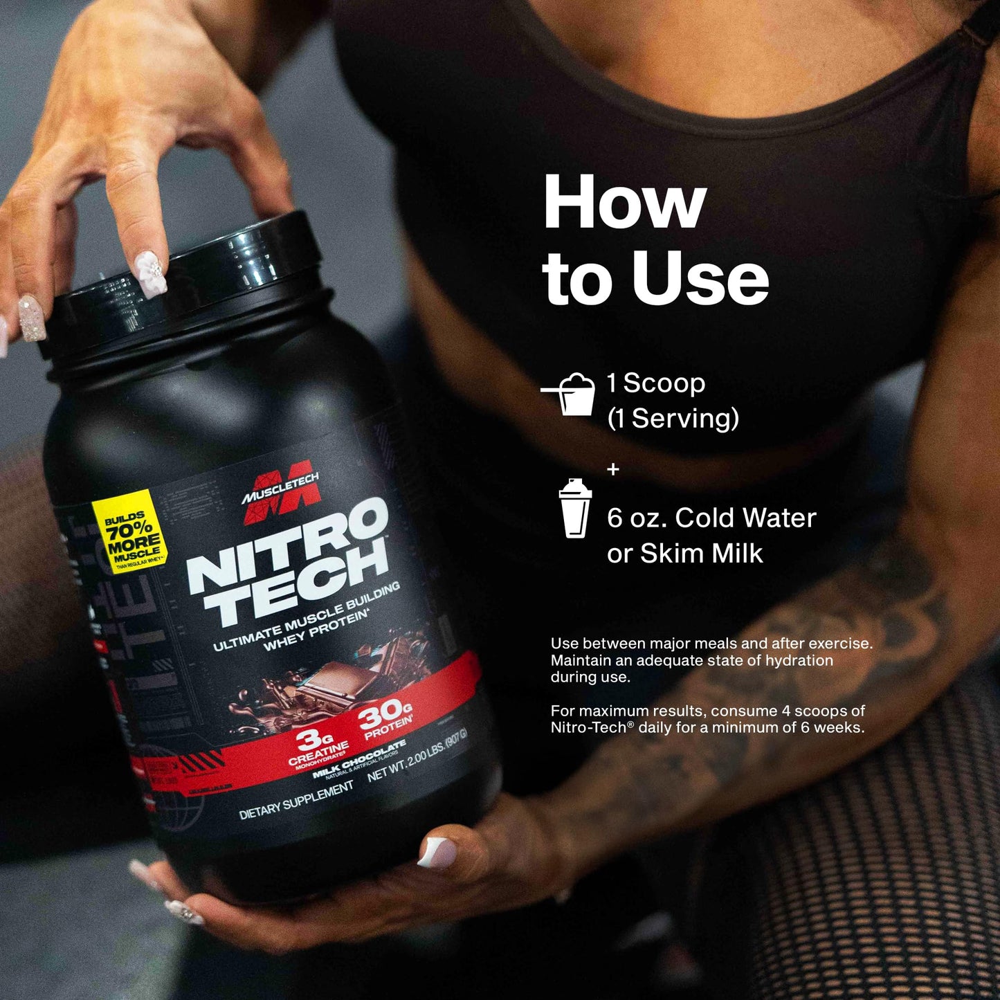 Muscletech Whey Protein Powder (Vanilla Cream, 4 Pound) - Nitro-Tech Ultimate Muscle Building Formula with Whey Protein Isolate - 30g of Protein, 3g of Creatine & 6.8g of BCAA - Packaging May Vary - Medaid International