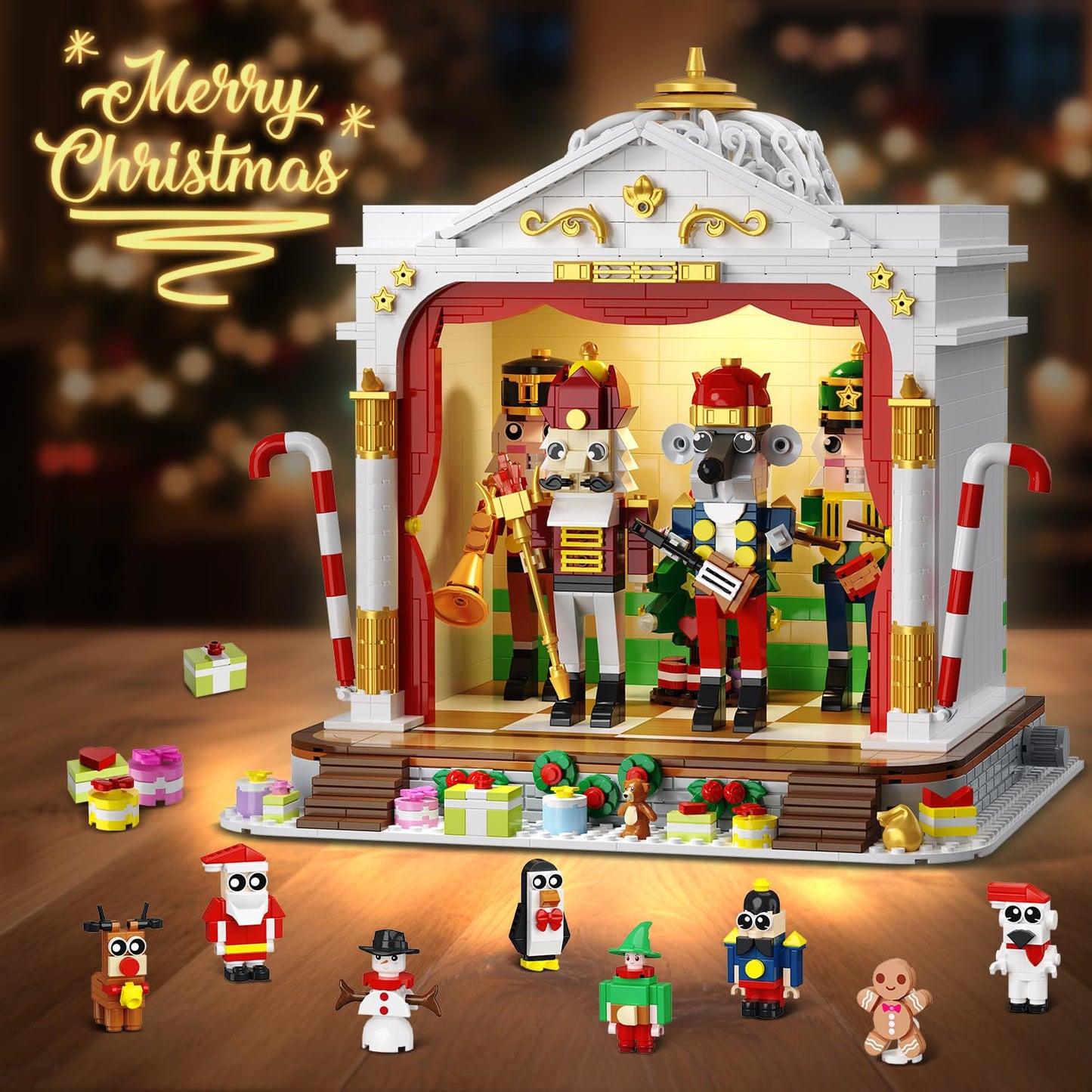 HOGOKIDS Advent Calendar 2025 Nutcracker Theater Building Set with Light, 24 Day Christmas Countdown Calendar 3.6 Mini Building Block Toy with 4 Nutcracker & 8 Minifigures, Gift for Adult Girl Boy 10+ - Medaid International