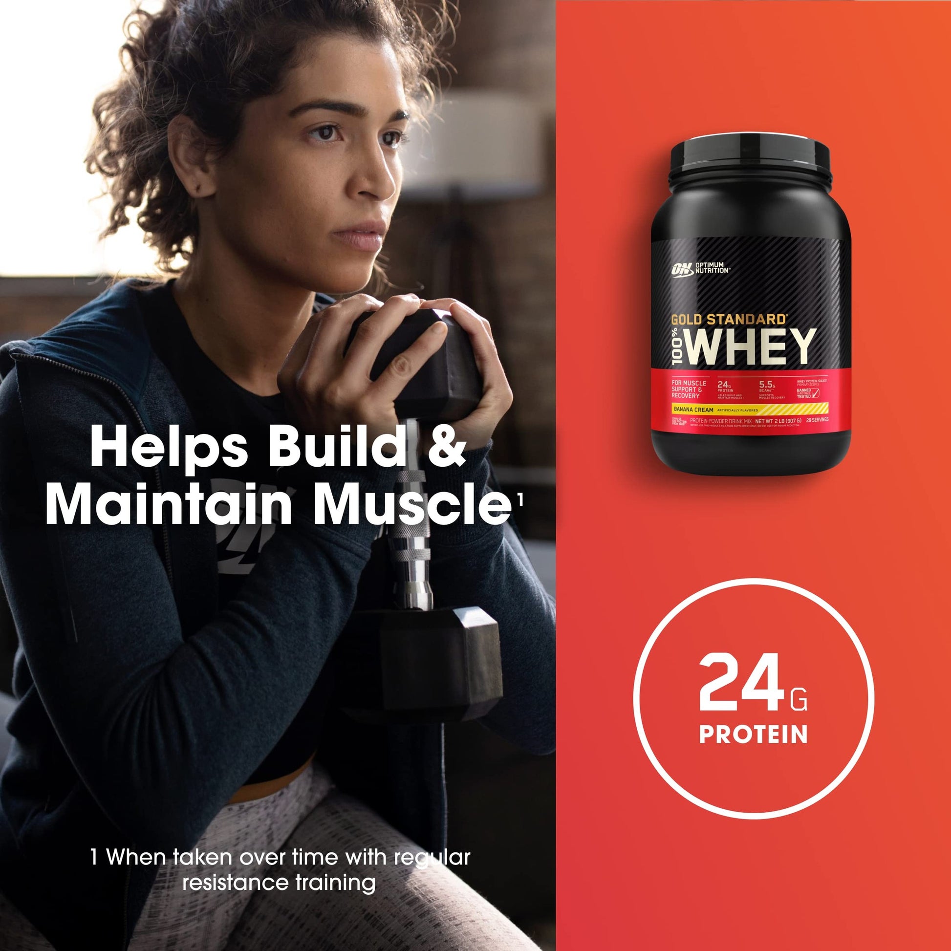 Optimum Nutrition Gold Standard 100% Whey Protein Powder, Banana Cream, 2 Pound (Packaging May Vary) - Medaid International