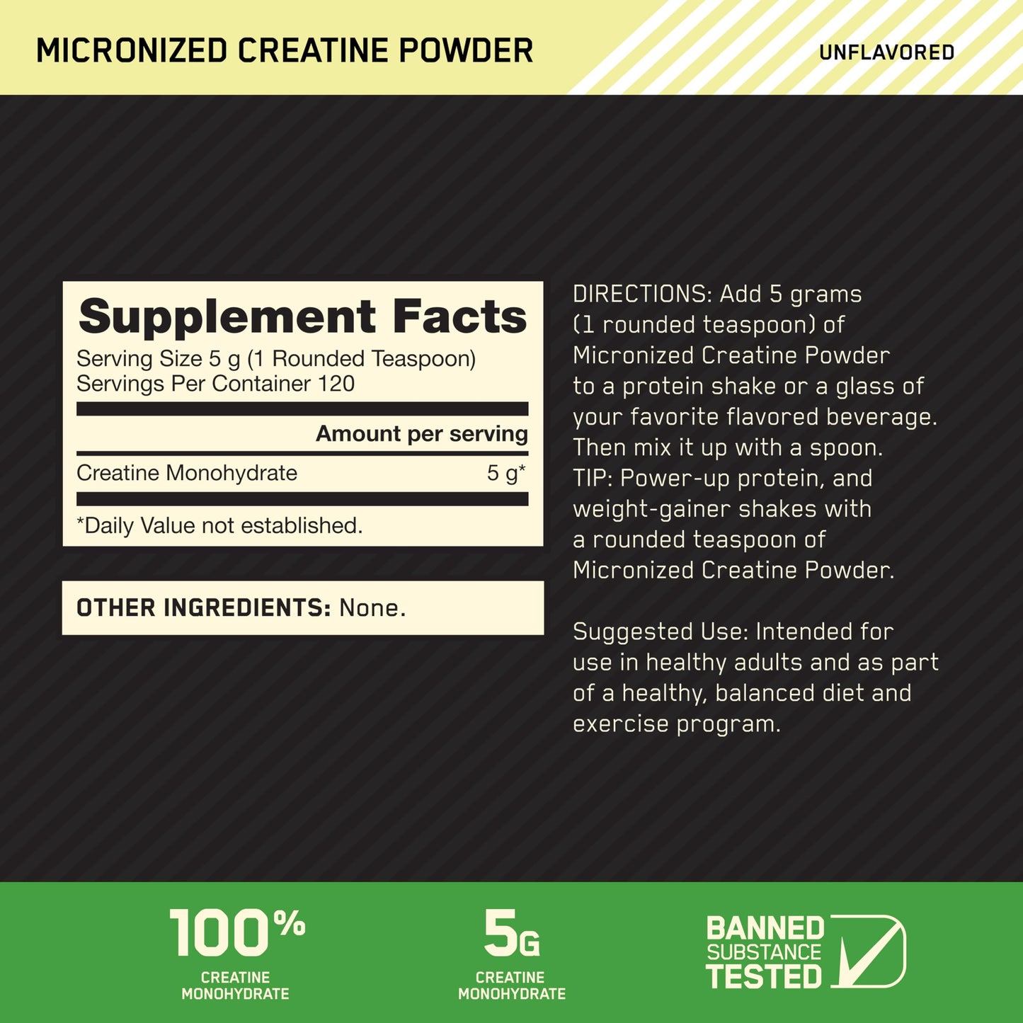 Optimum Nutrition Micronized Creatine Monohydrate Powder, Unflavored, 120 Servings, 600 Grams (Packaging May Vary) - Medaid International