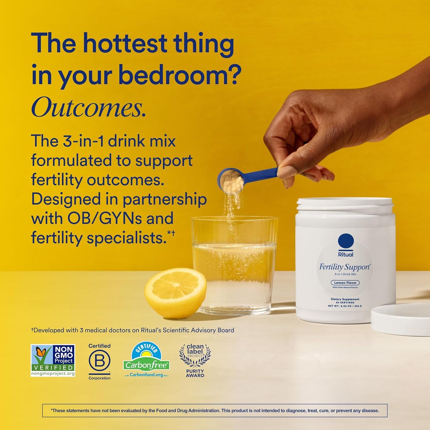 Ritual Fertility Support Supplement 3-in-1 Drink-Mix Formulated to Support Conception Outcomes with Clinically-Studied Ingredients (CoQ10, NAC, Myo-Inositol) and Designed with an OB/GYN. 60 Servings.* - Medaid International