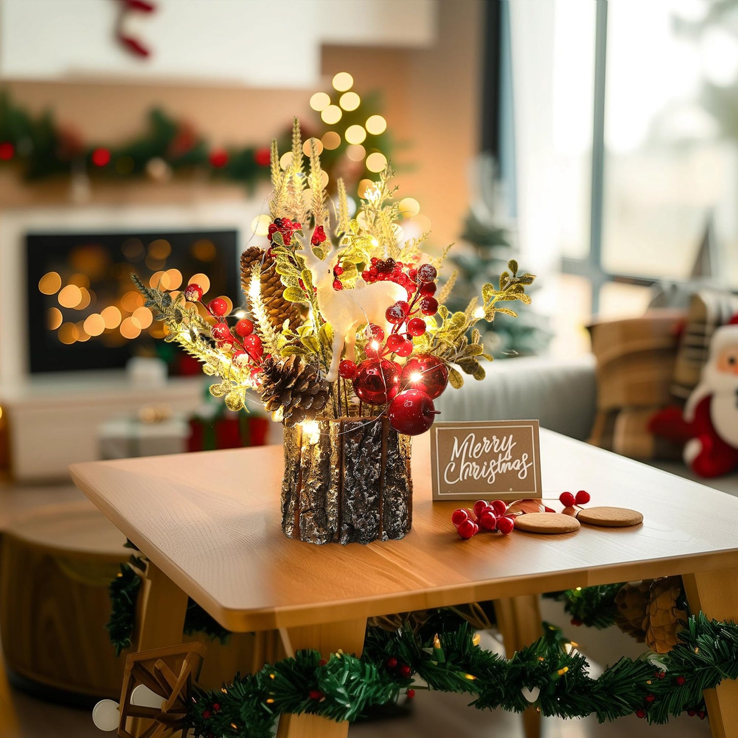 MYELLU Xmas Decor Small Christmas Tree with Lights - Artificial Tabletop Lighted Mini Christmas Tree with Christmas Ornaments Gnomes Indoor for Office Desk Home Decorations - Medaid International
