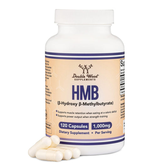 Double Wood Supplements HMB Supplement, Third Party Tested, Non-GMO, Gluten Free, 120 Capsules, 1000mg per Serving, 500mg per Capsule - Medaid International
