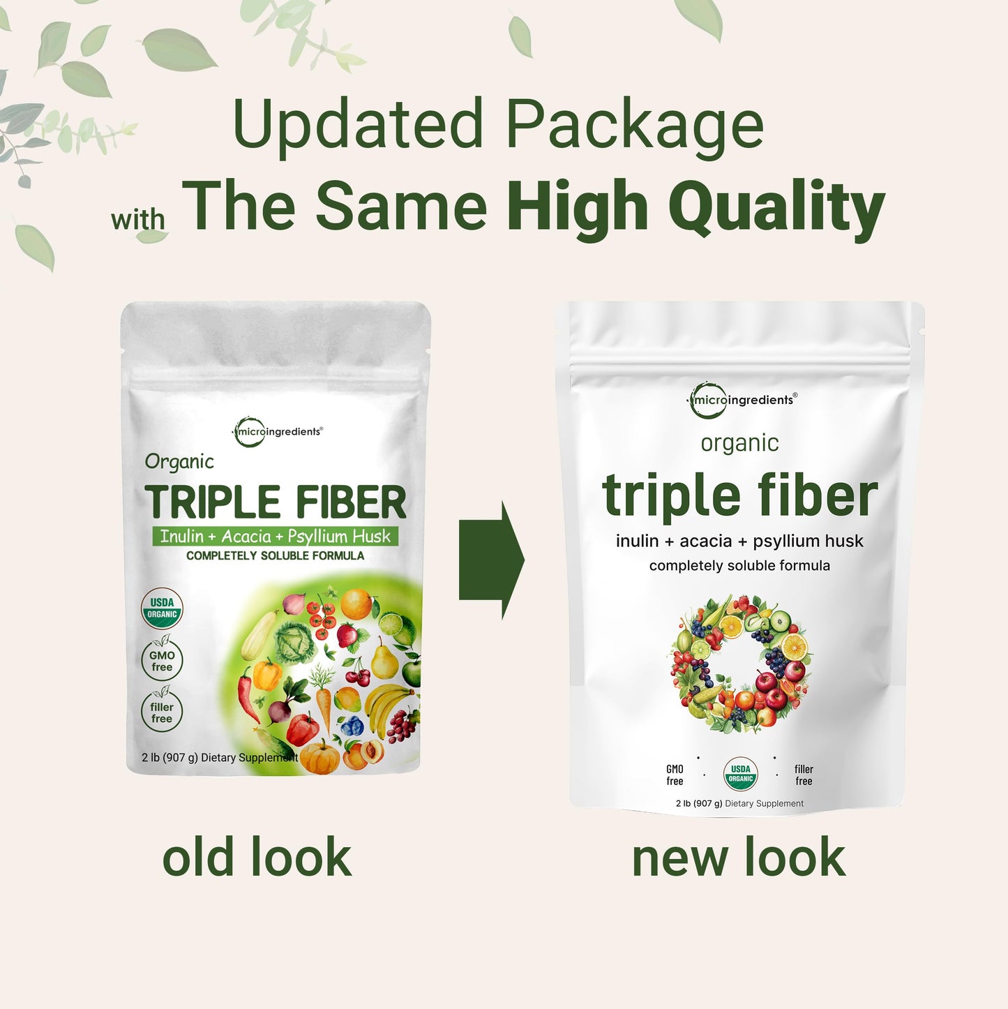 Micro Ingredients Organic Triple Fiber Powder, 2lb | Natural Prebiotic to Support Digestive & Gut Health | Soluble, Easily Digestible | Unflavored, Vegan - Medaid International