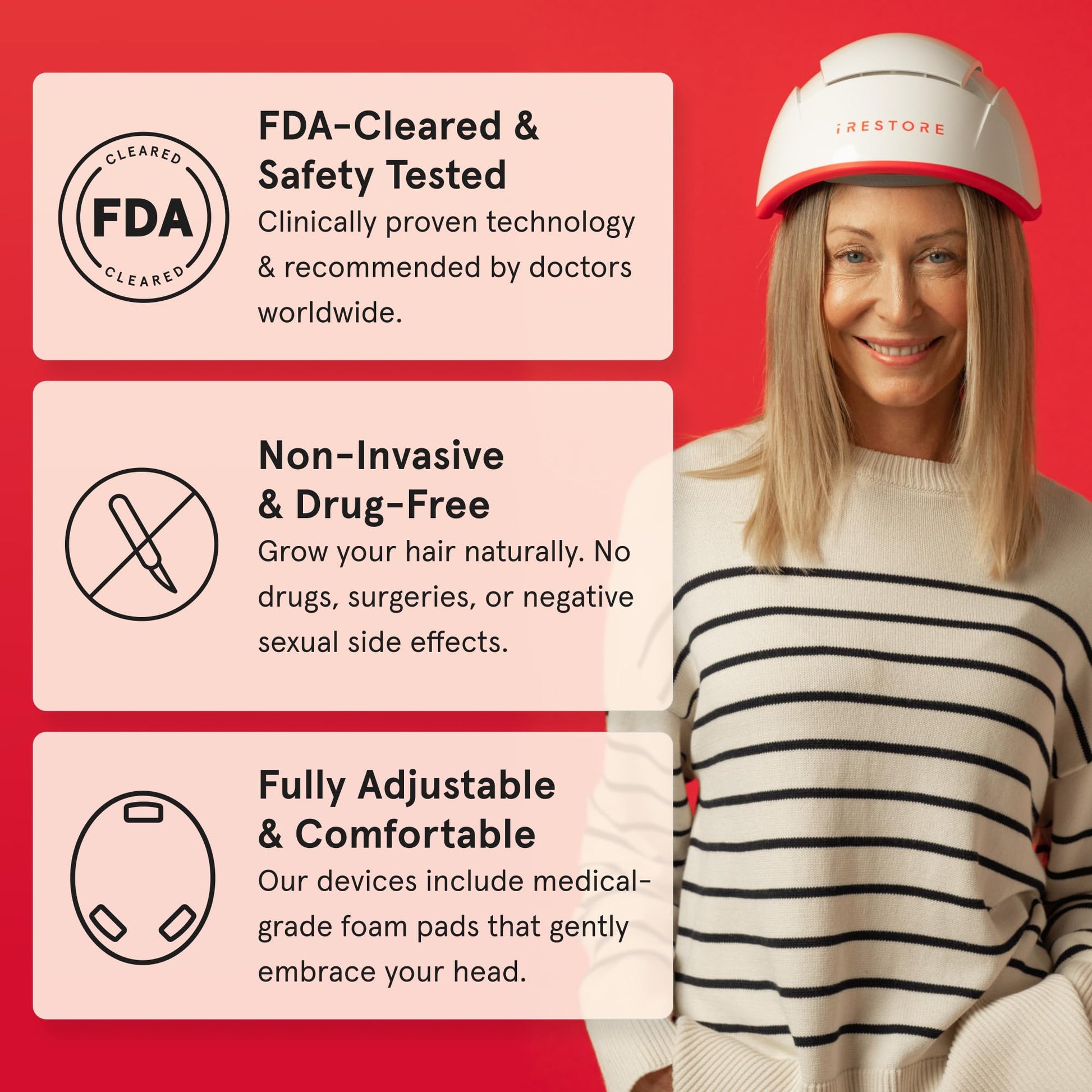 iRestore Professional Laser Red Light Therapy for Hair Growth System - FDA Cleared Hair Loss, Hair Thinning & Alopecia Treatment for Men & Women - 282 Lasers & LEDs - Medaid International