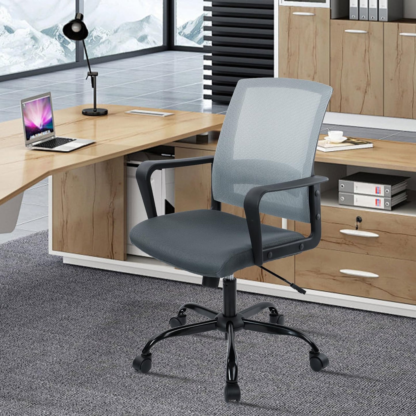 CLATINA Ergonomic Office Desk Chair - Mesh Office Chair with Adjustable Lumbar Support, Rolling Comfortable Computer Task Chairs with Arms for Home Conference-Gray, 8 Pack - Medaid International