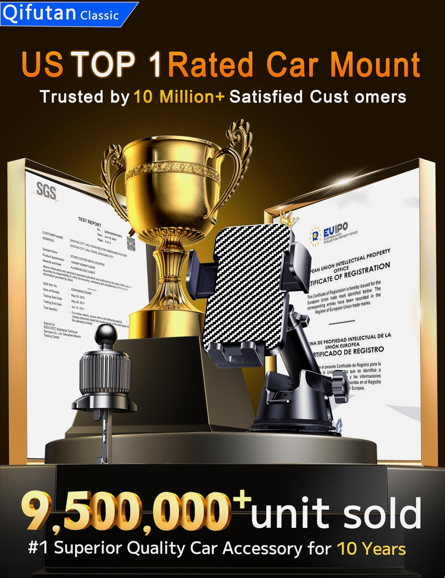 Qifutan Dash Mounted Holders Phone Holders for Your Car Phone Mount for Car Windshield Dashboard Air Vent Universal Desk Mounts Hands Free Automobile Cell Phone Holder Fit for iPhone Smartphone - Medaid International