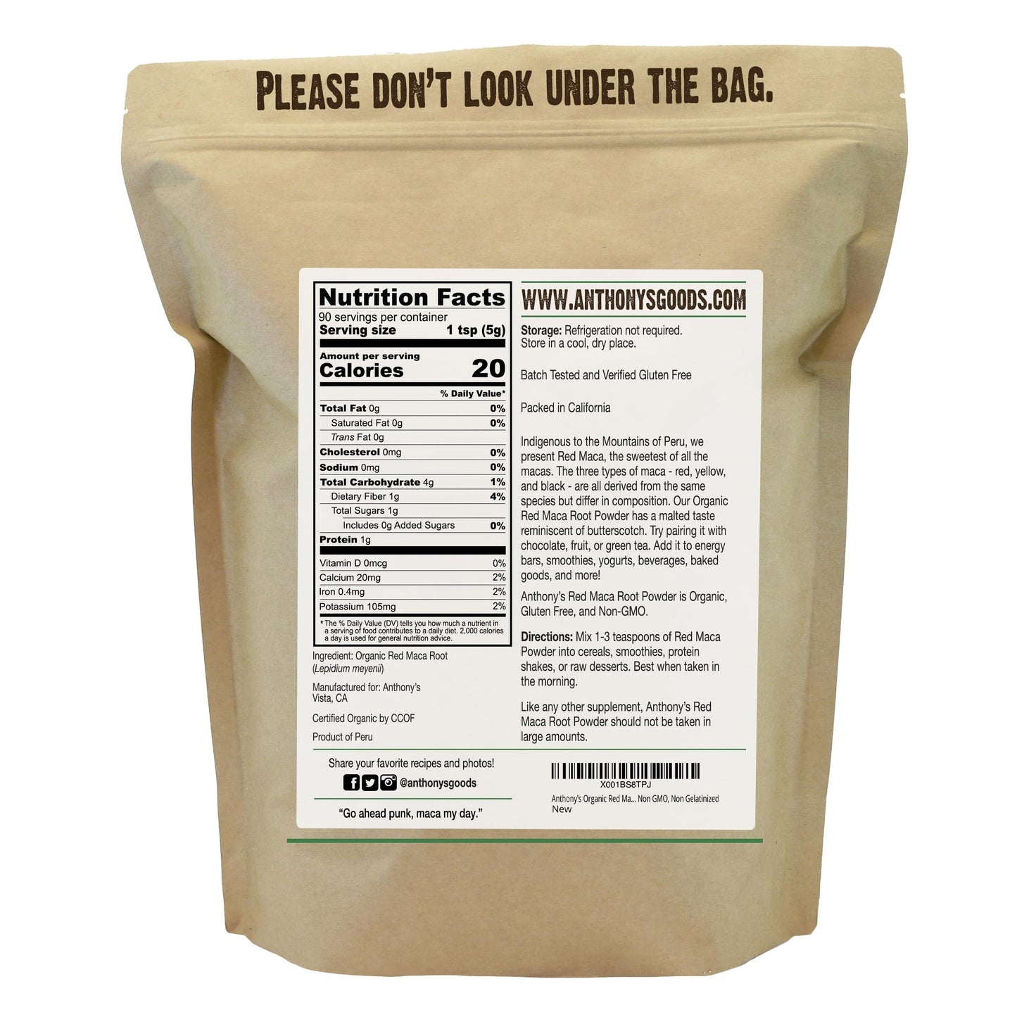 Anthony's Organic Red Maca Powder, 1 lb, Raw, Gluten Free, Non GMO, Non Gelatinized - Medaid International