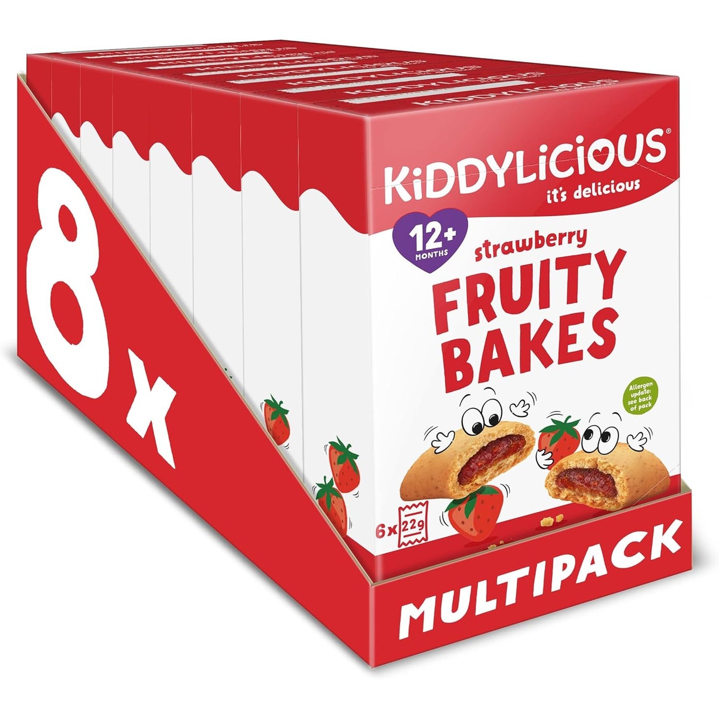 Kiddylicious Strawberry Fruity Bakes - Delicious Snacks for Kids with Real Fruit Centre - Suitable for 12+ Months - Medaid International