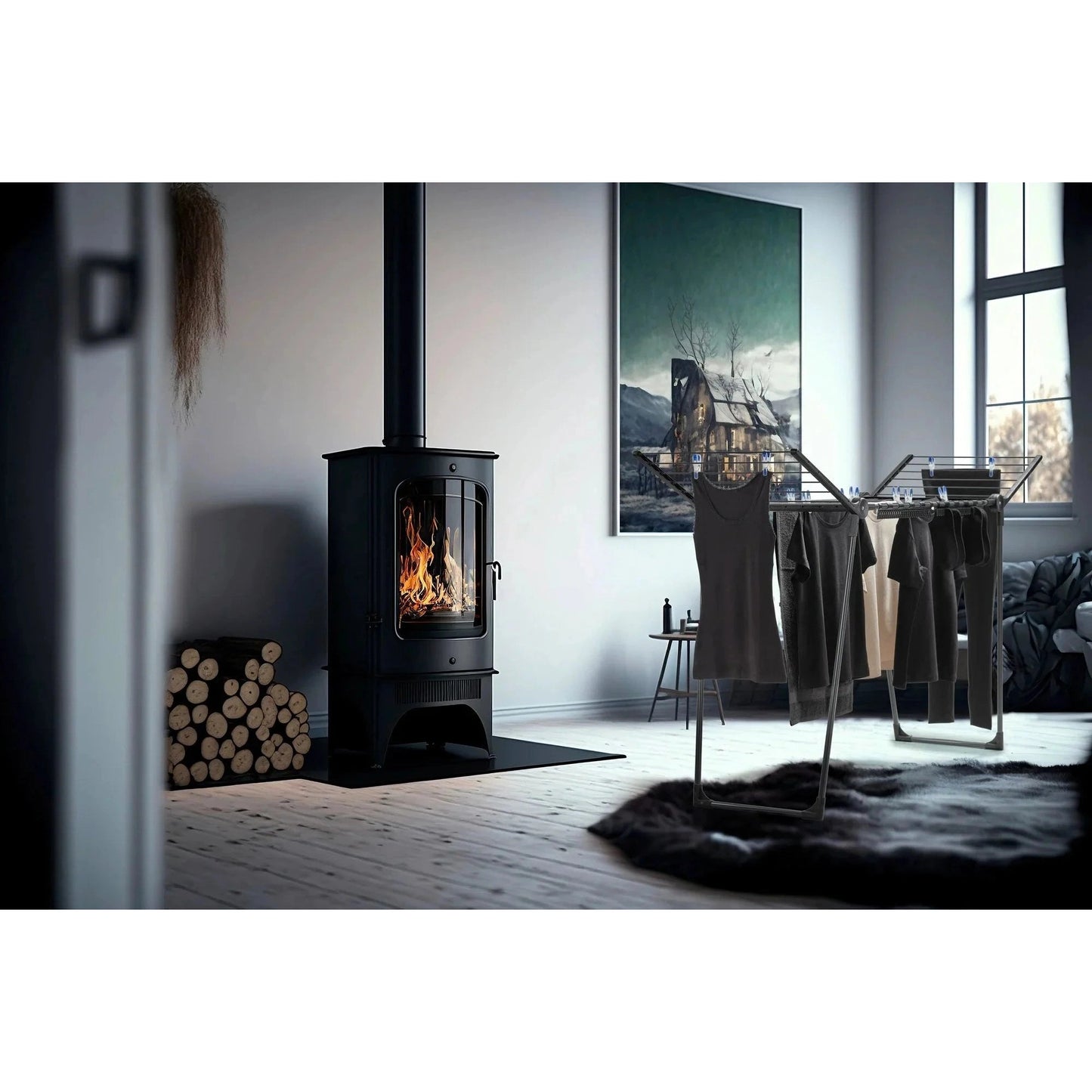 Pegasus 150 Solid Slim Black Clothes Airer - Medaid International