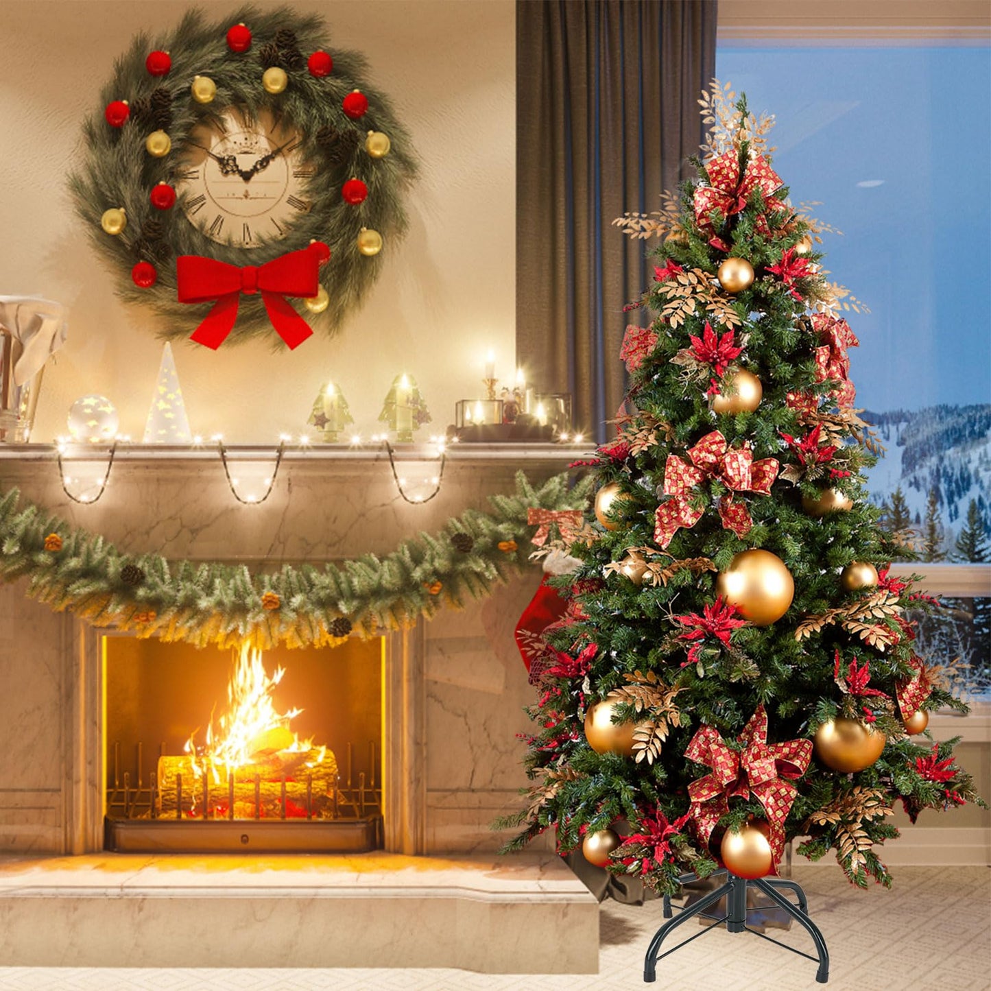 CCINEE Metal Christmas Tree Stand, Universal Folding Xmas Tree Stand 11.8 Inch Replacement Tree Stand Base for 2 Ft to 5 Ft Christmas Artificial Trees Fake Tree,Green - Medaid International