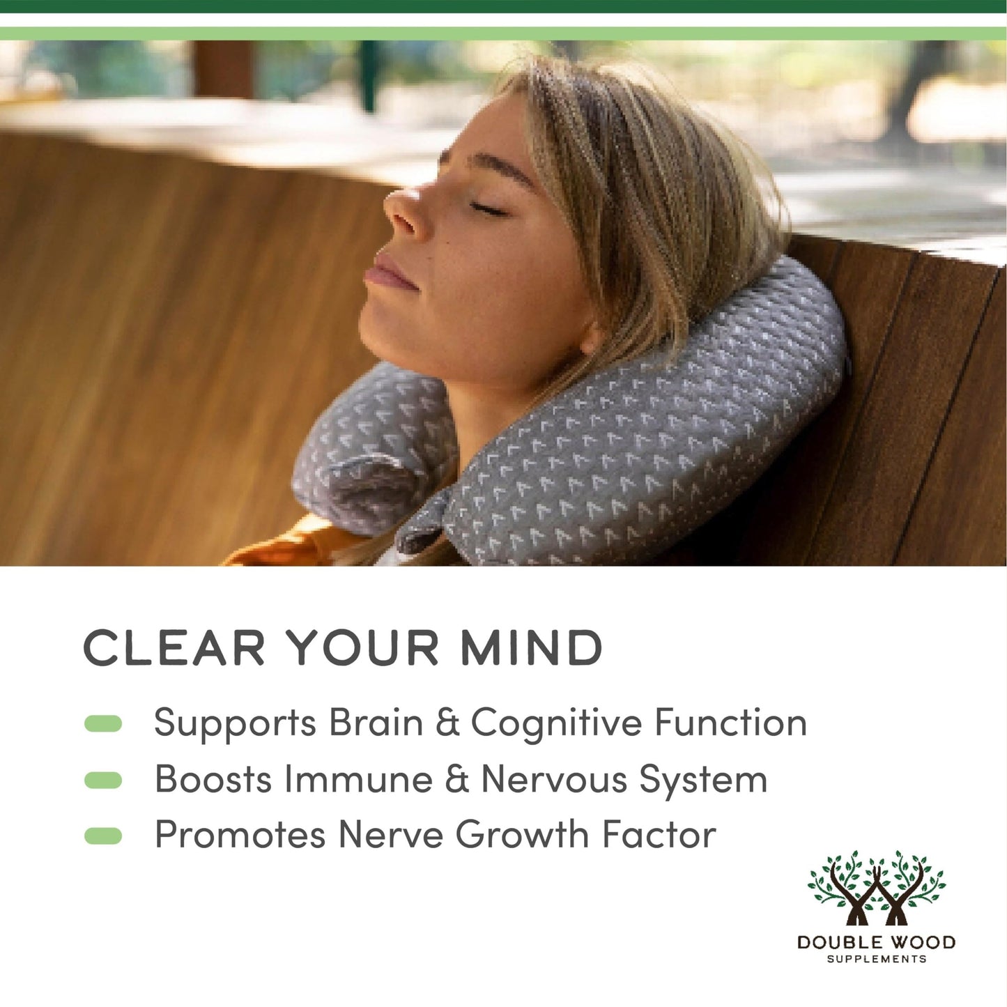 Organic Lions Mane Mushroom Capsules (120 Count), for Brain Support and Immune Health, Third Party Tested and Grown in The USA - by Double Wood - Medaid International