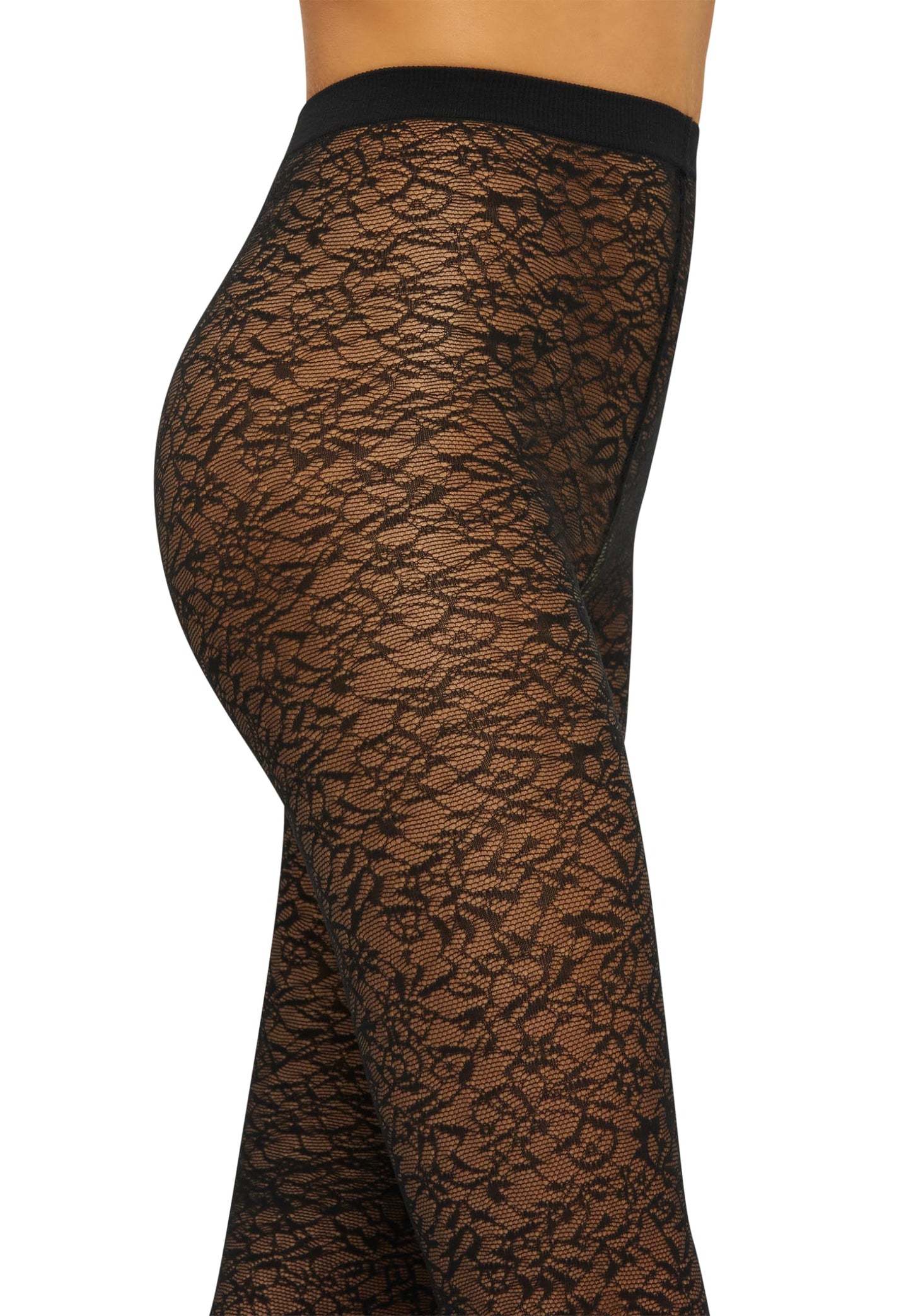 Wolford Women's Floral Jacquard Tights, Black, Small - Medaid International