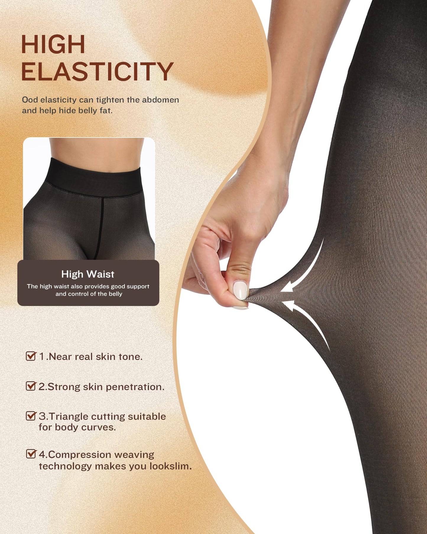 CHRLEISURE Women's Fleece Lined Tights - Fake Sheer Warm Pantyhose Thick Winter Leggings(TR Black, M/L) - Medaid International