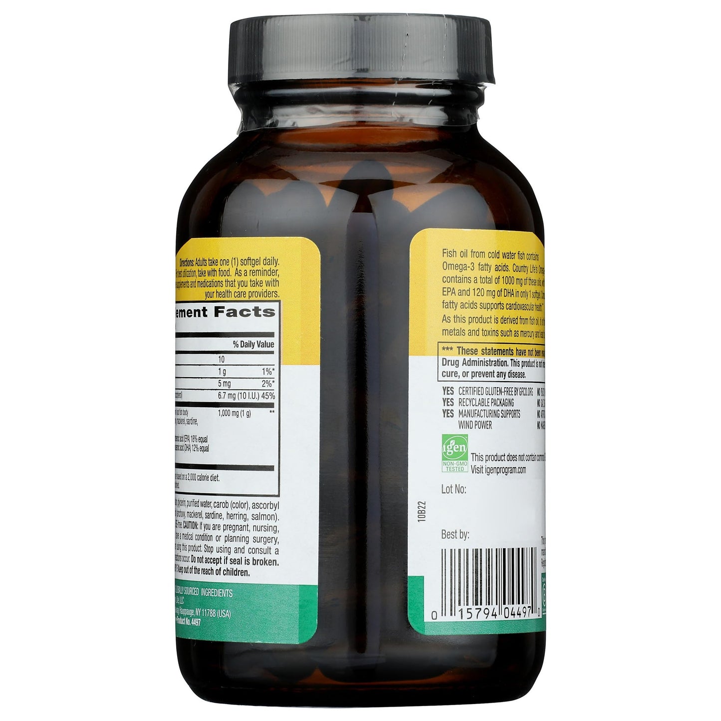 Country Life Omega 3 Fish Oil 1000 Mg, 100 Ct - Medaid International