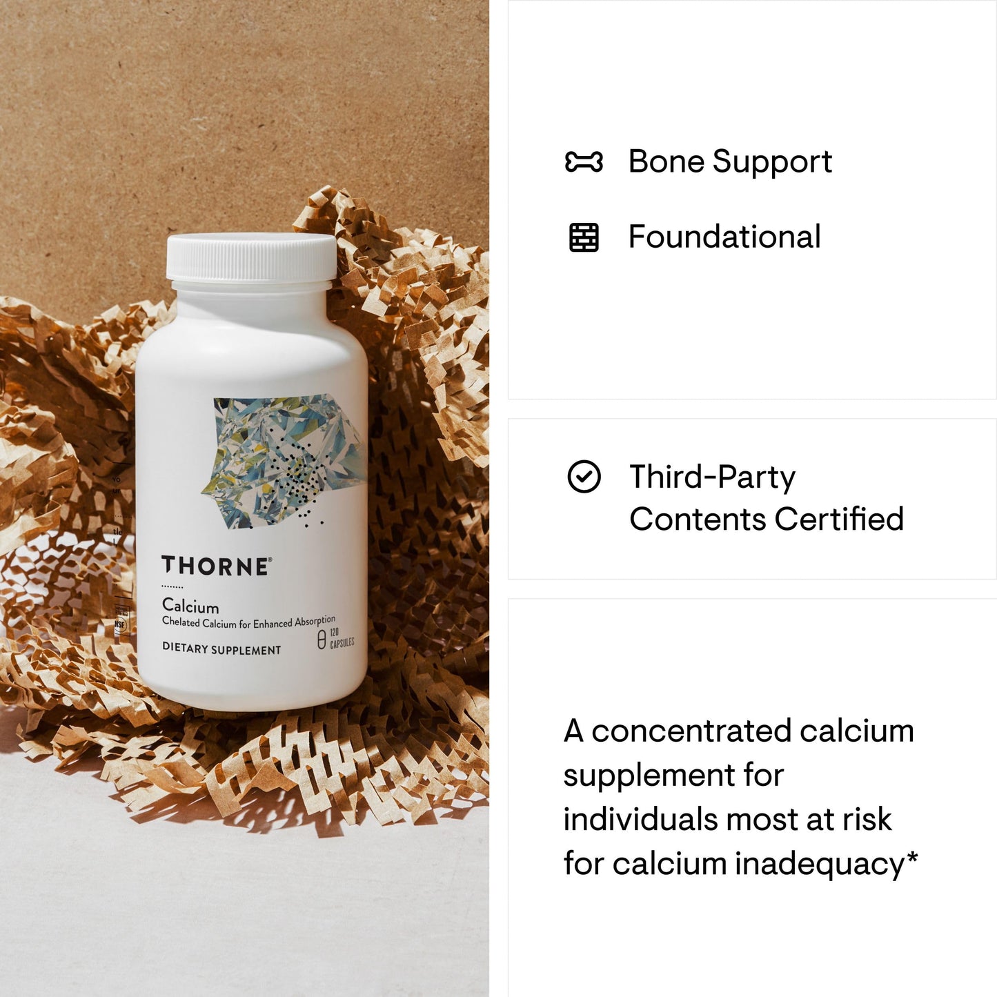 THORNE - Calcium - (Formerly DiCalcium Malate) - Chelated Calcium for Enhanced Absorption with DimaCal for Bone Density Support* - 120 Capsules - Medaid International