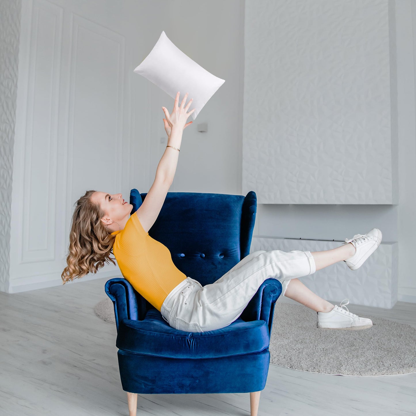 Utopia Bedding Throw Pillows (Pack of 2, White), 12 x 20 Inches Indoor Decorative Pillow Insert for Sofa, Bed and Couch - Medaid International