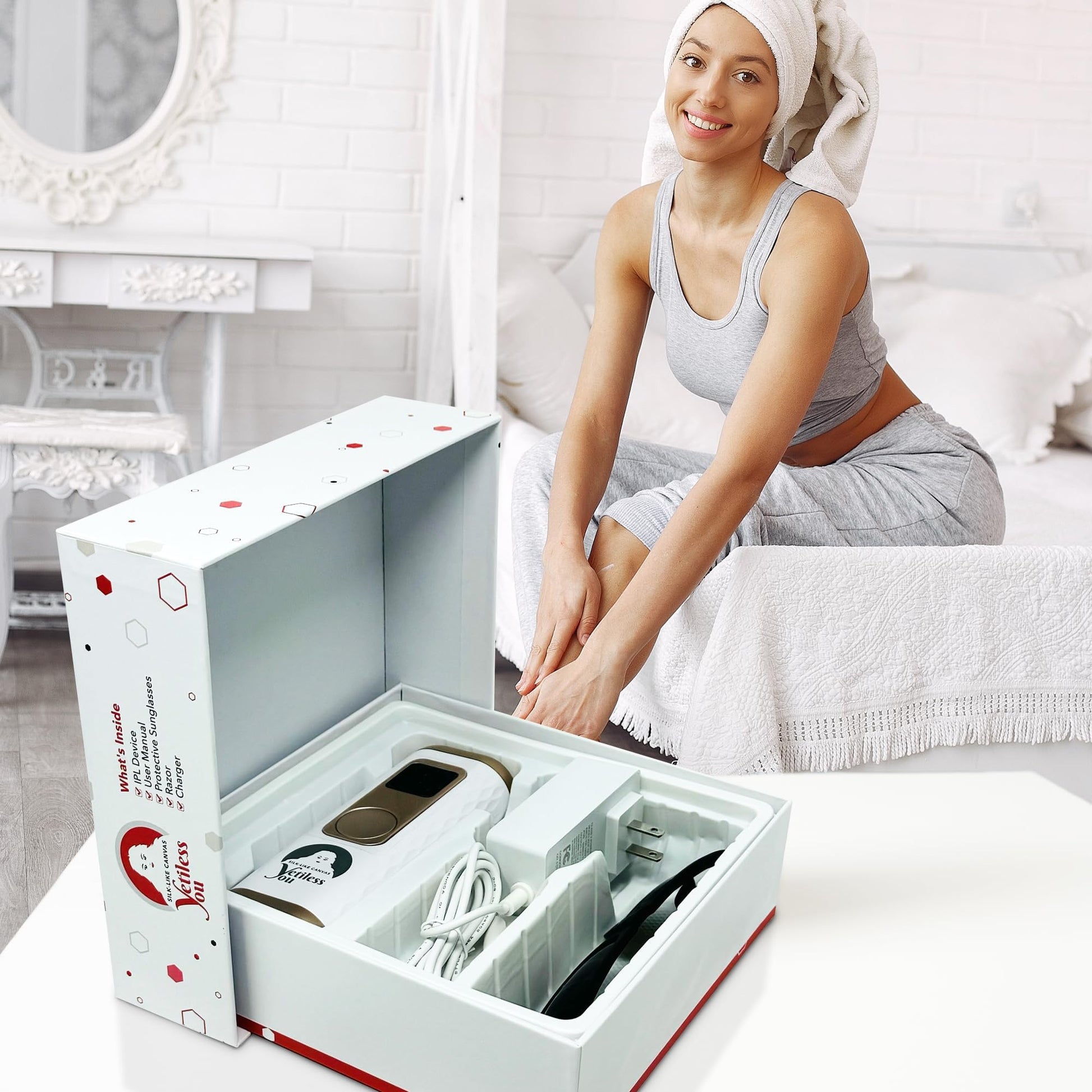 IPL Hair Removal Device, Laser Remover for Women & Men, at-Home Cooling Epilator with Quartz Tube, Hair Removal Machine for Yetiful Skin, Maquina Depilar (White) - Medaid International