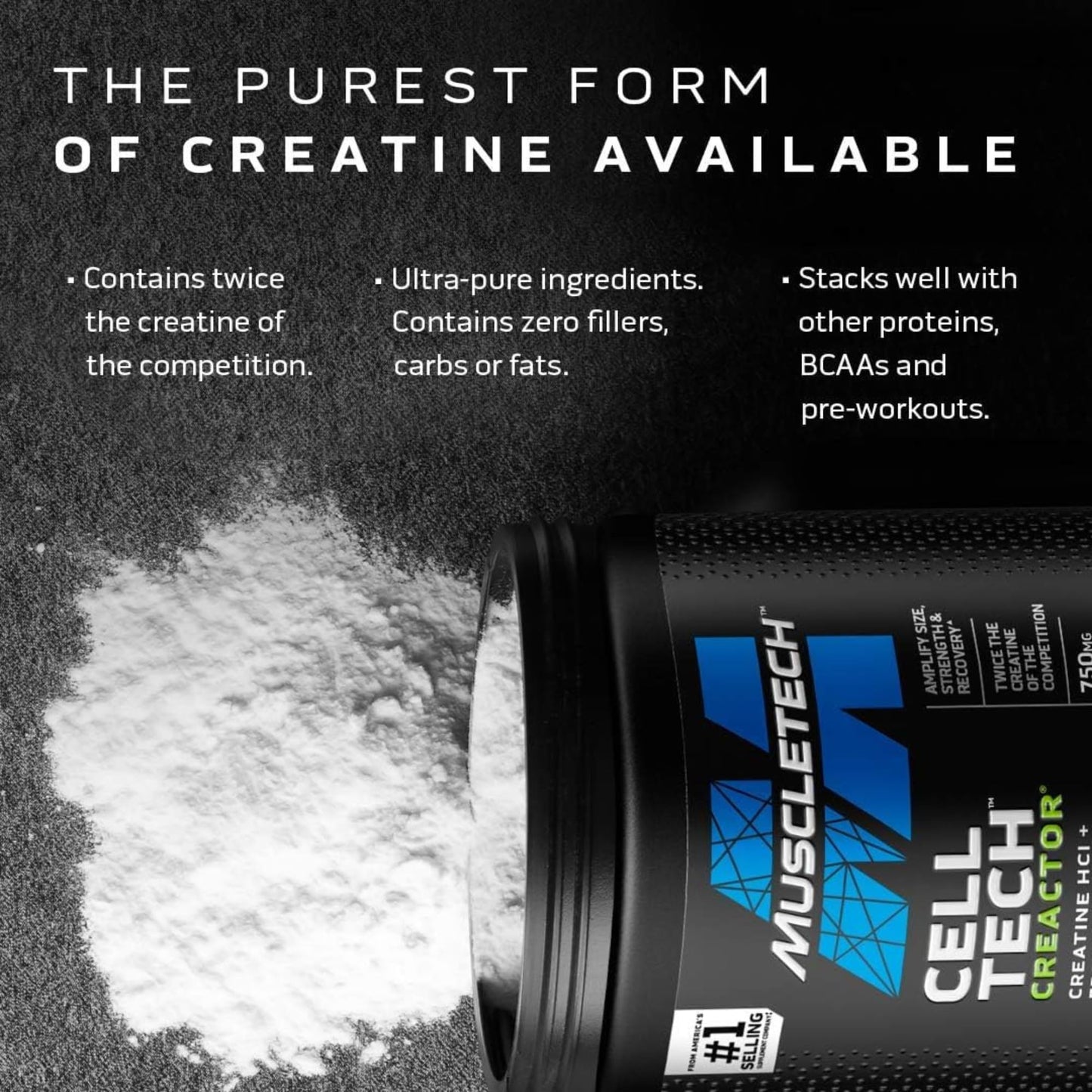 MuscleTech Cell-Tech Creactor - Creatine HCl Formula - Muscle Builder for Men & Women - Creatine HCl + Free-Acid Creatine Supplements - Fruit Punch Extreme, 120 Servings - Medaid International