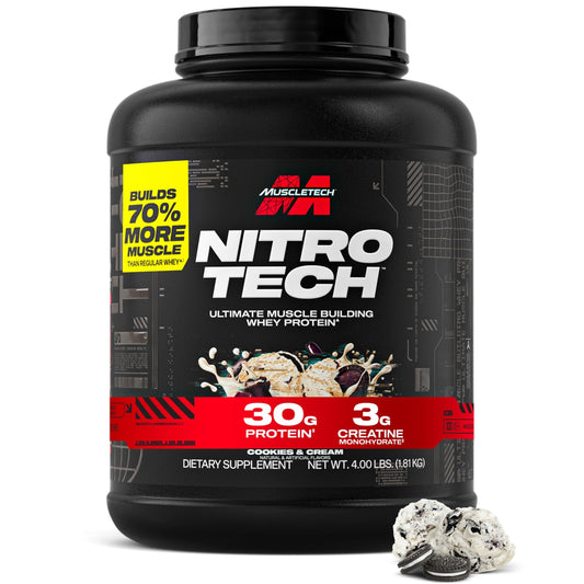 Whey Protein Powder | MuscleTech Nitro-Tech Whey Protein Isolate & Peptides | Lean Protein Powder for Muscle Gain | Muscle Builder for Men & Women | Sports Nutrition | Cookies and Cream, 4lb (40 Serv) - Medaid International