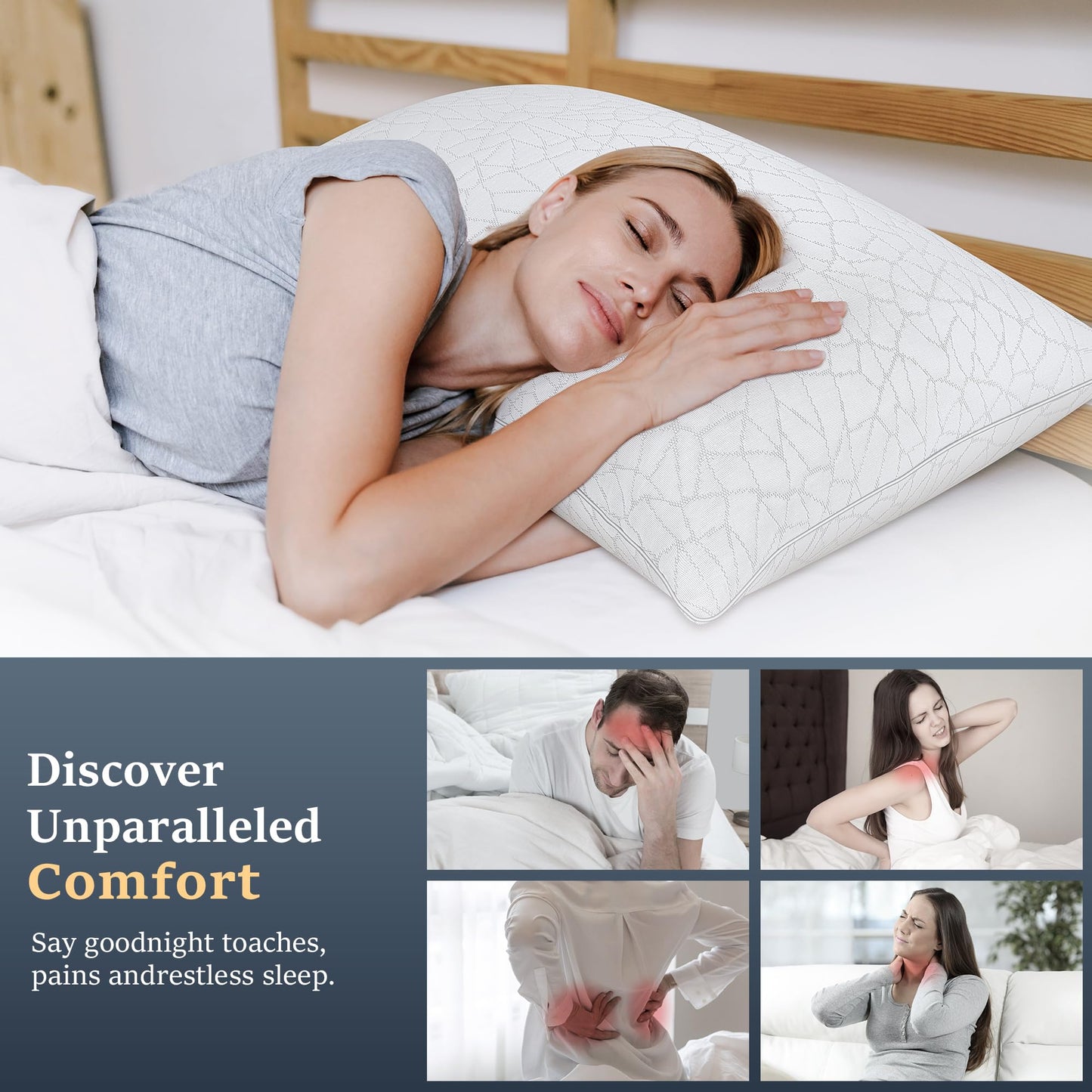 COZSINOOR Bed Pillows Queen Size - Cooling Premium Down Alternative Pillows Set of 2 for Side, Back, and Stomach Sleepers Hotel Quality Fluffy Soft Microfiber Fill Breathable Skin-Friendly - Medaid International