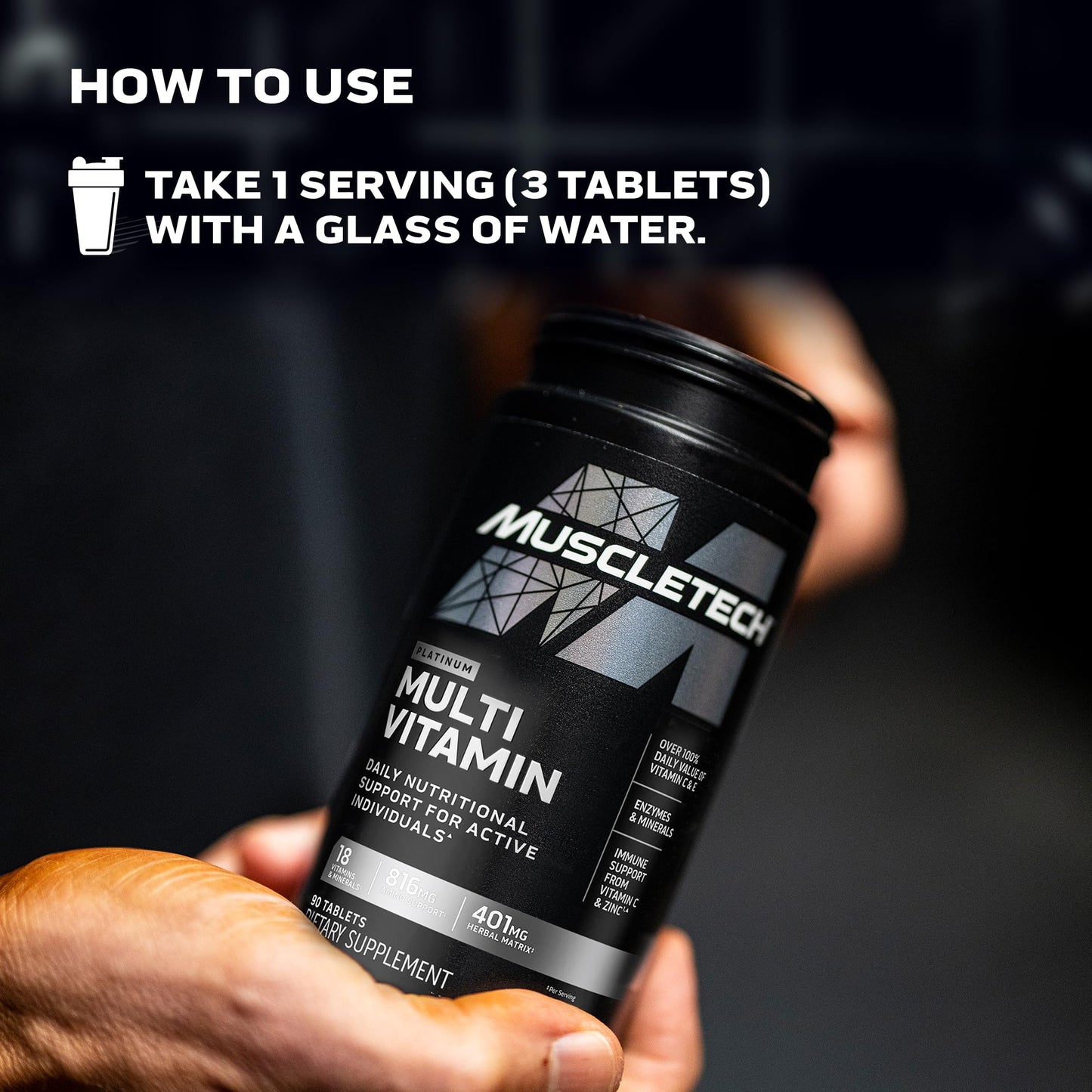 MuscleTech Platinum Multivitamins for Men & Women - Multi-Vitamin Supplement for Immune Support - 18 Vitamins & Minerals, Vitamin A C D E B6 B12 - Daily Workout Supplements for Men - 90 Capsules - Medaid International