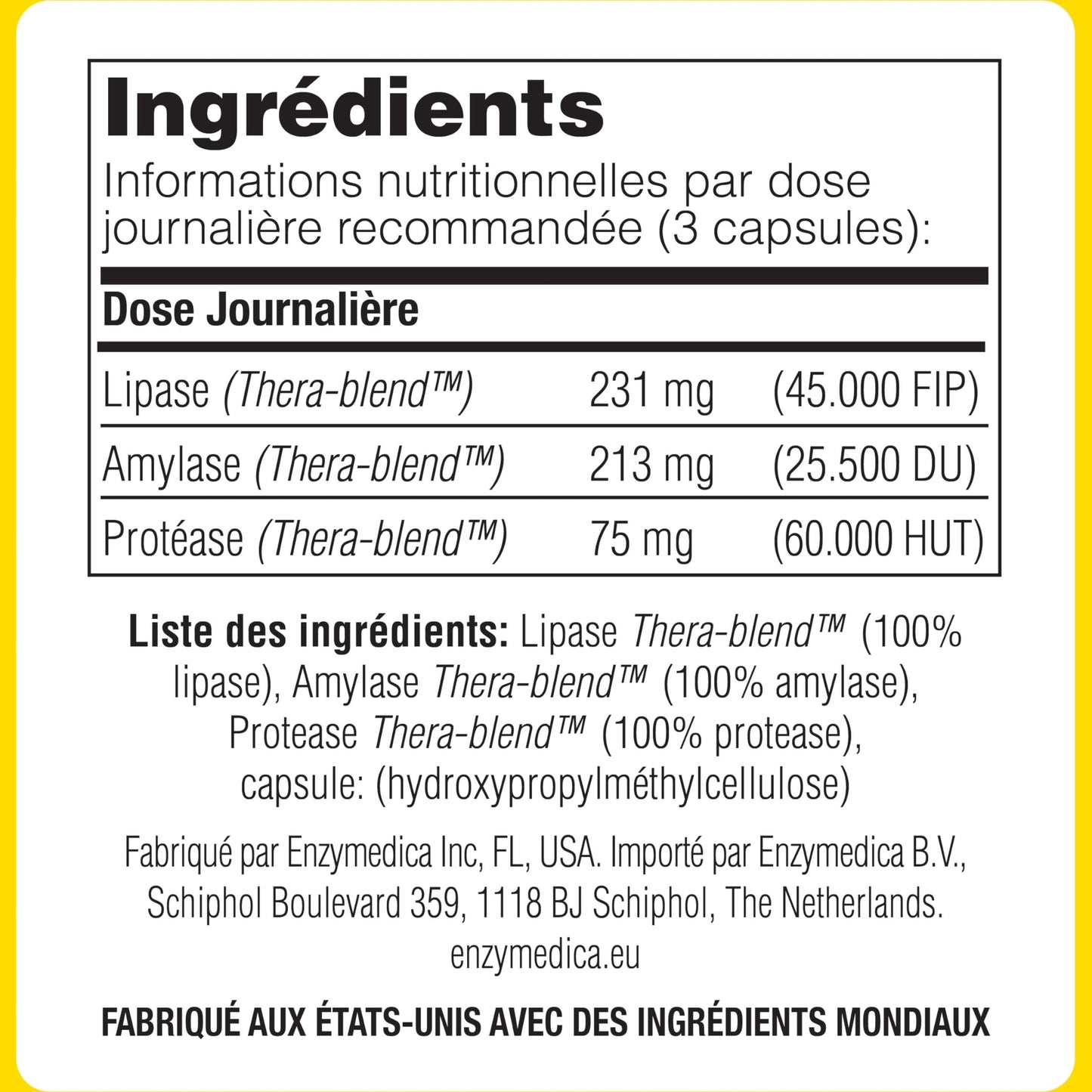 Enzymes Digestives Lypo Gold, Complément Alimentaire, Digestion Confortable, Anti Ballonnements et Ventre Gonflé, Confort Digestif, Lipase, Protéase, Amylase, Perle Digestive, 60 Capsules - Medaid International