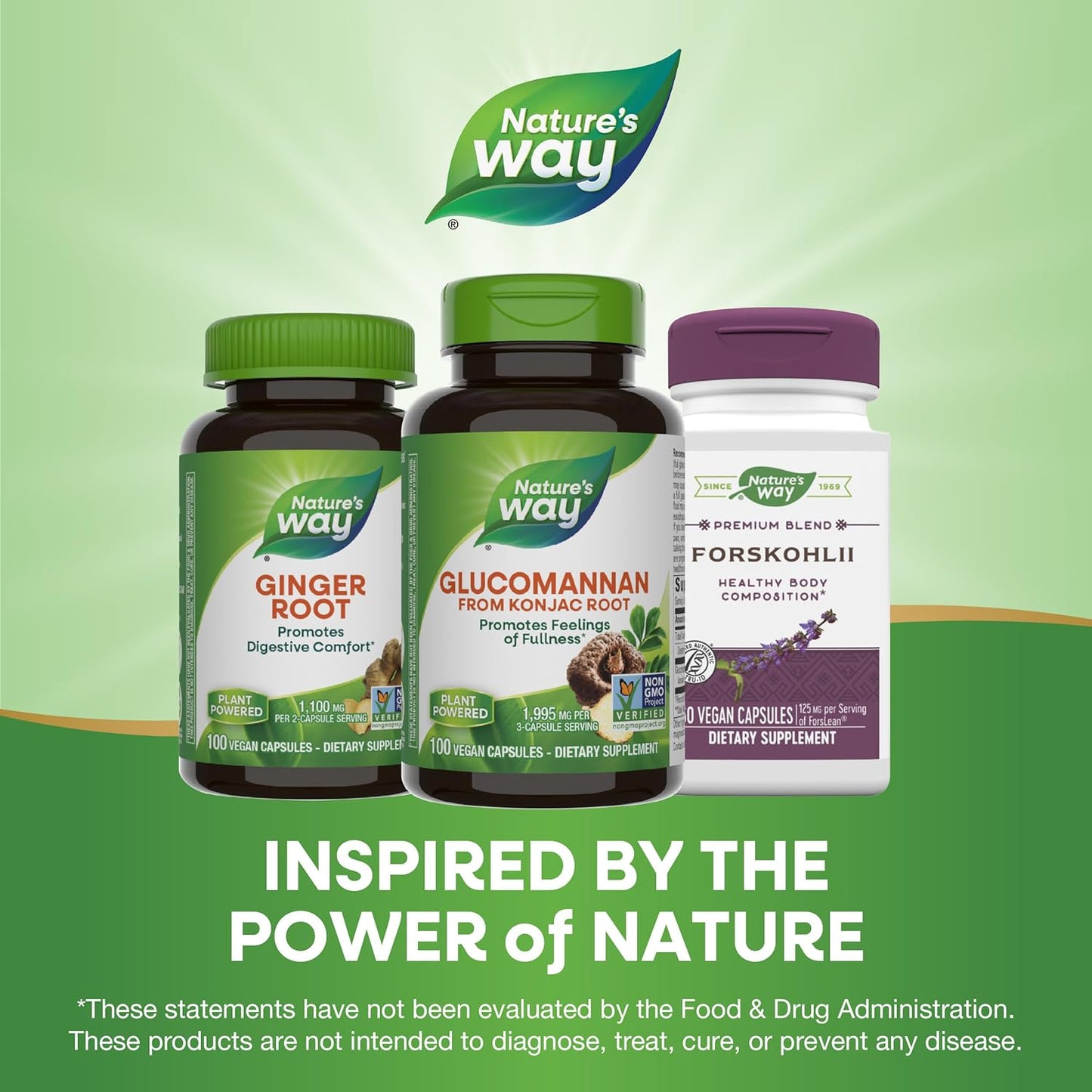 Nature's Way Premium Herbal Glucomannan from Konjac Root, 1,995 mg per serving, 100 Vegan Capsules - Medaid International