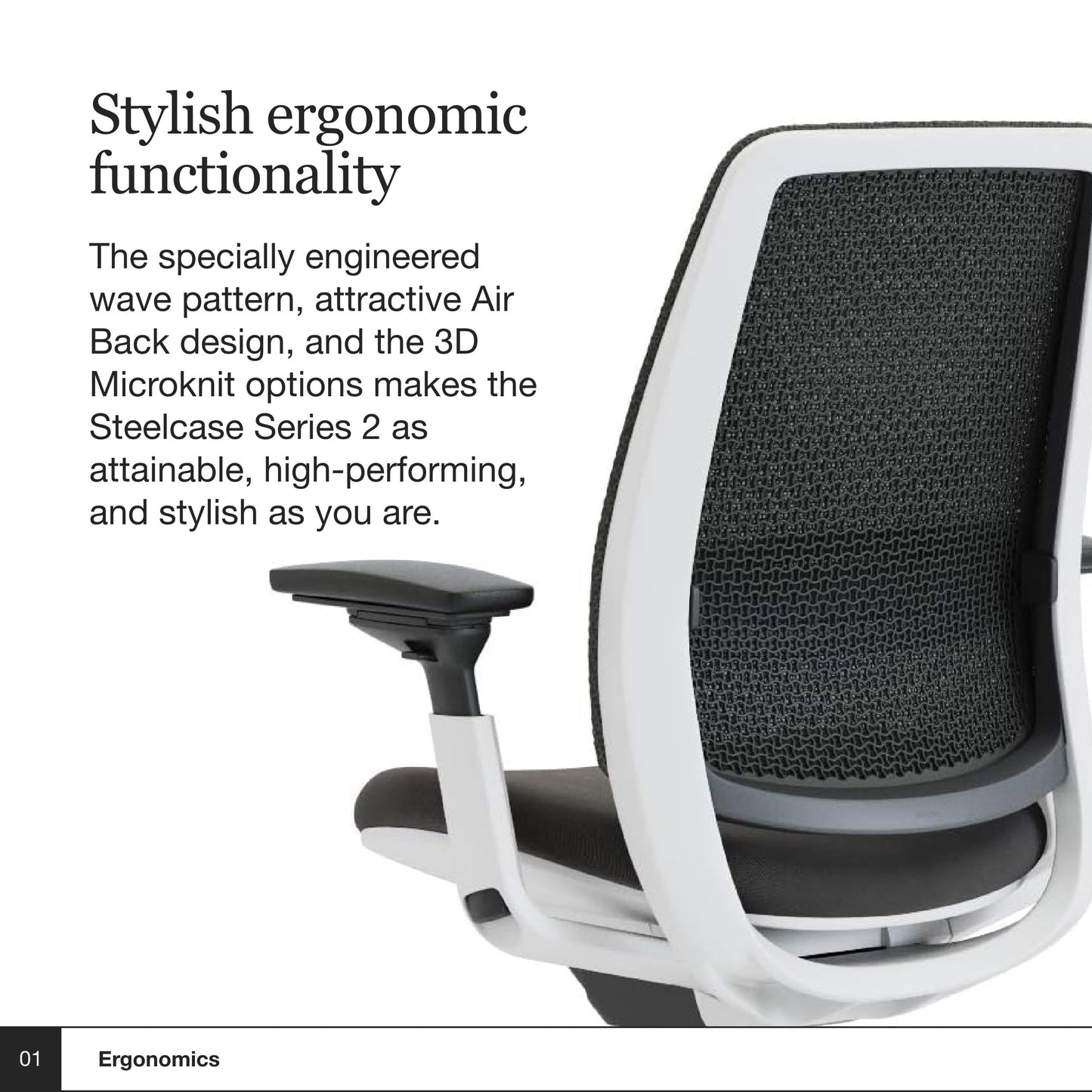 Steelcase Series 2 Office Chair - Ergonomic Work Chair with Wheels for Carpet - with Back Support, Weight-Activated Adjustment & Arm Support - Adjustable Rolling Chairs for Desk - Graphite - Medaid International