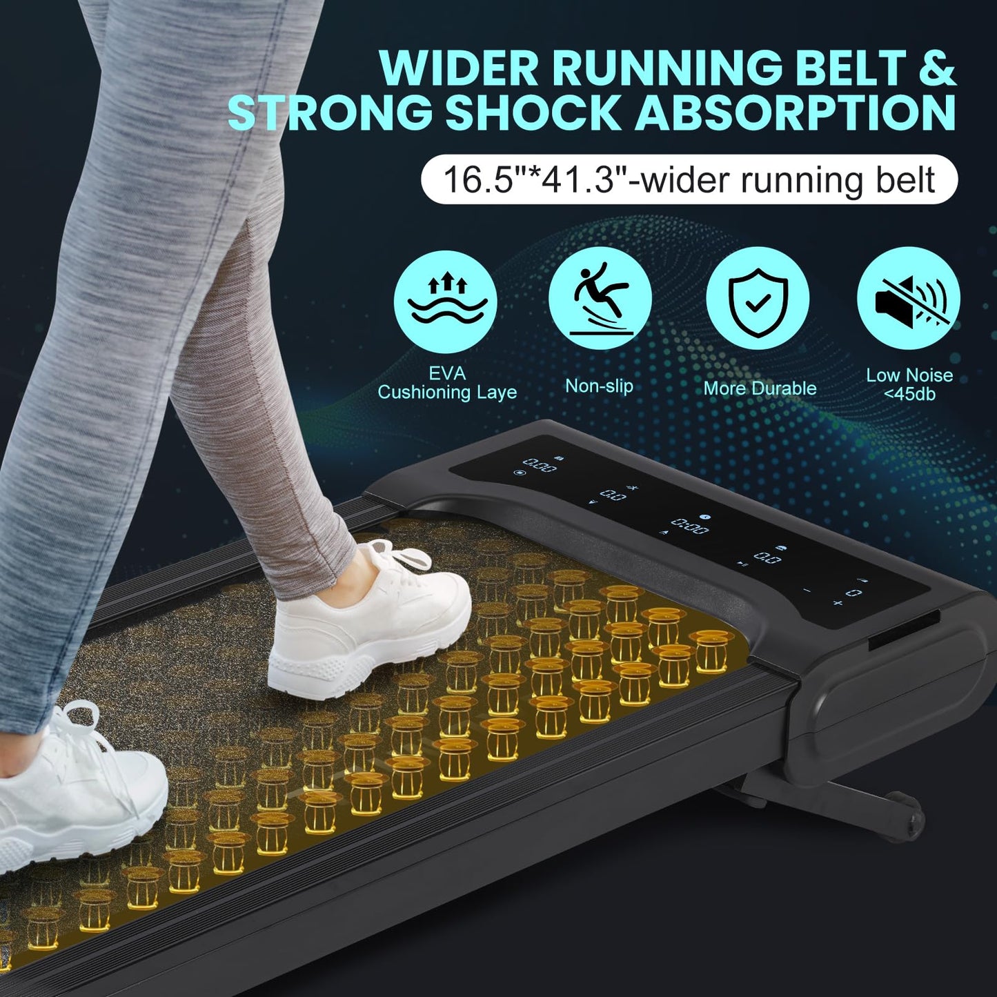 Walking Pad Treadmill with Auto Incline, Under Desk Treadmills, 2 in 1 Portable Walking Treadmill for Walking Running, 2.5HP Low Noise Treadmill with Remote Control and LED Display, Black - Medaid International