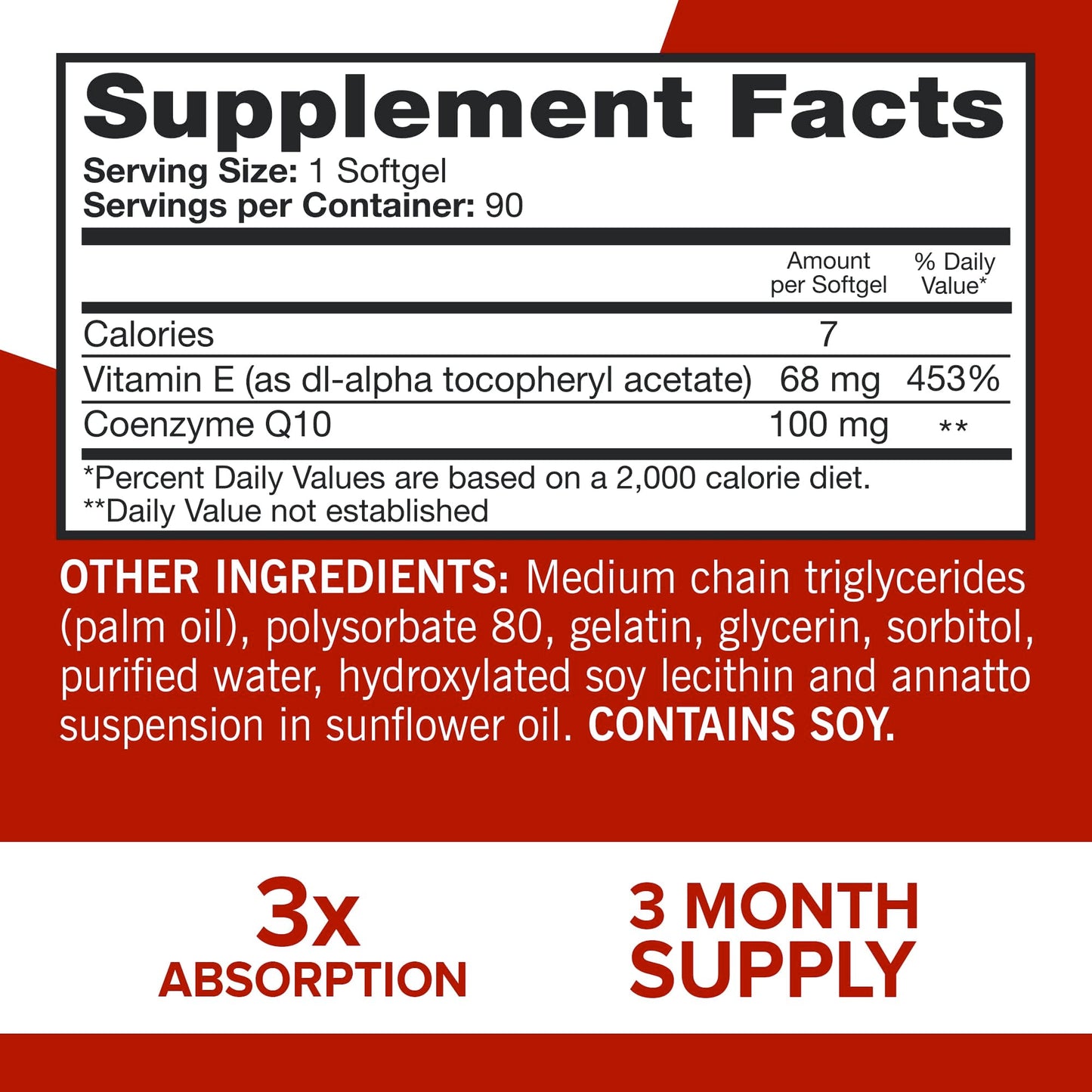 Qunol Ultra CoQ10 100mg Softgels- 3x Better Absorption, Antioxidant for Heart Health & Energy Production, Coenzyme Q10 Vitamins and Supplements, 3 Month Supply, 90 Count - Medaid International
