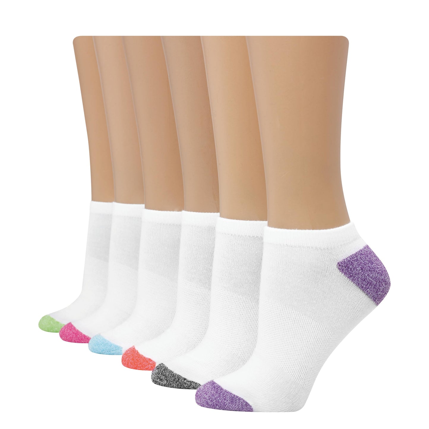 Hanes womens 6-pair Comfort Fit No Show fashion liner socks, White With Color Heel & Toe, 5 9 US - Medaid International