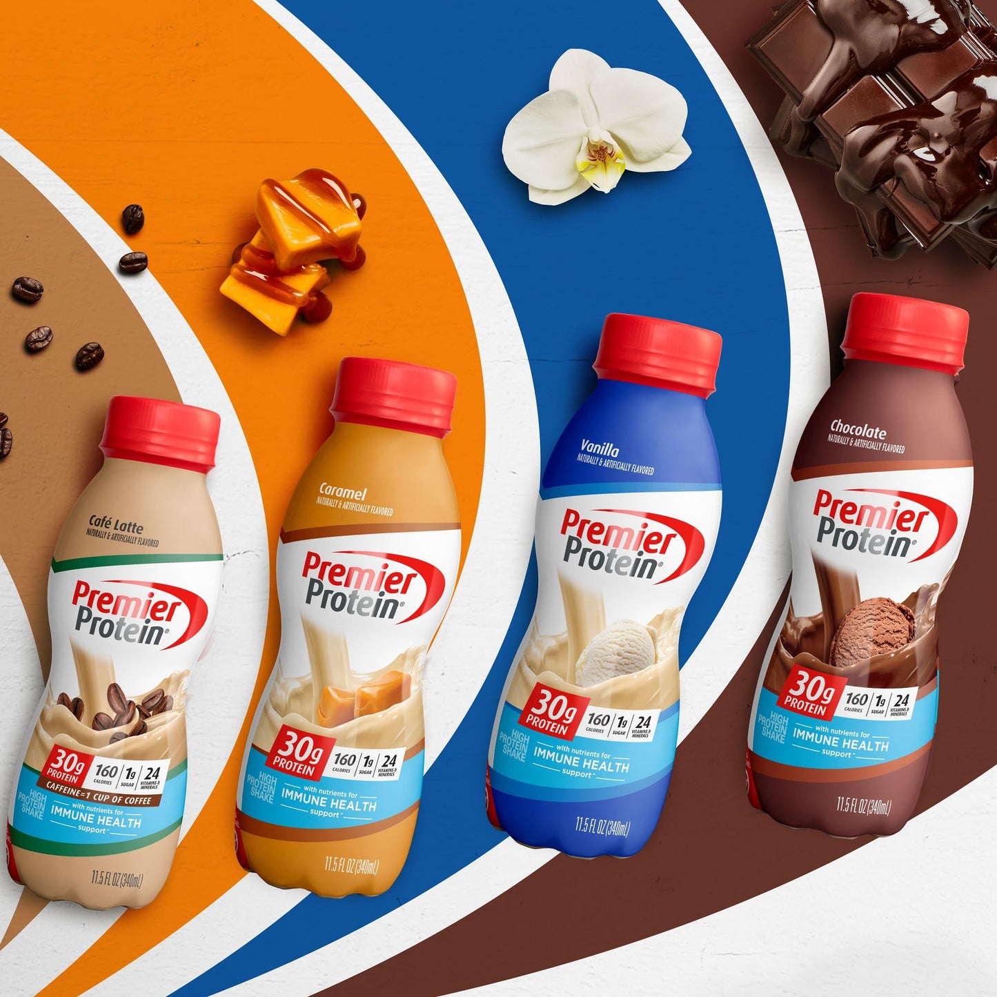 Premier Protein Shake, Café Latte, 30g Protein, 1g Sugar, 24 Vitamins & Minerals, Nutrients to Support Immune Health 11.5 fl oz, 12 Pack - Medaid International