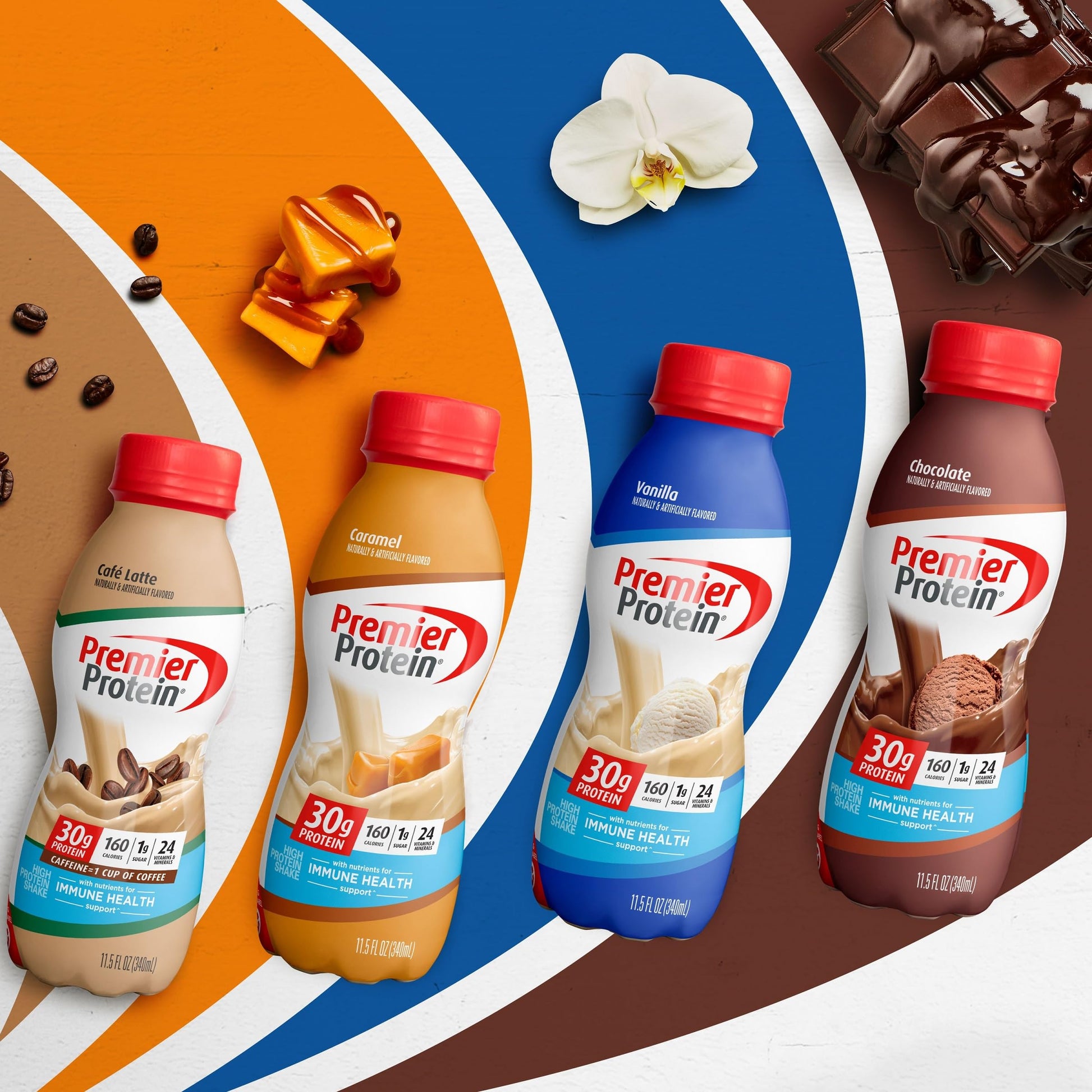 Premier Protein Shake, Café Latte, 30g Protein, 1g Sugar, 24 Vitamins & Minerals, Nutrients to Support Immune Health 11.5 fl oz, 12 Pack - Medaid International