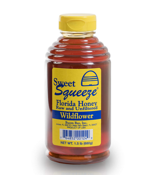 Buzzn Bee Raw Florida Honey - Unpasteurized and Unfiltered (Wildflower, 1.5 Pound) - Medaid International
