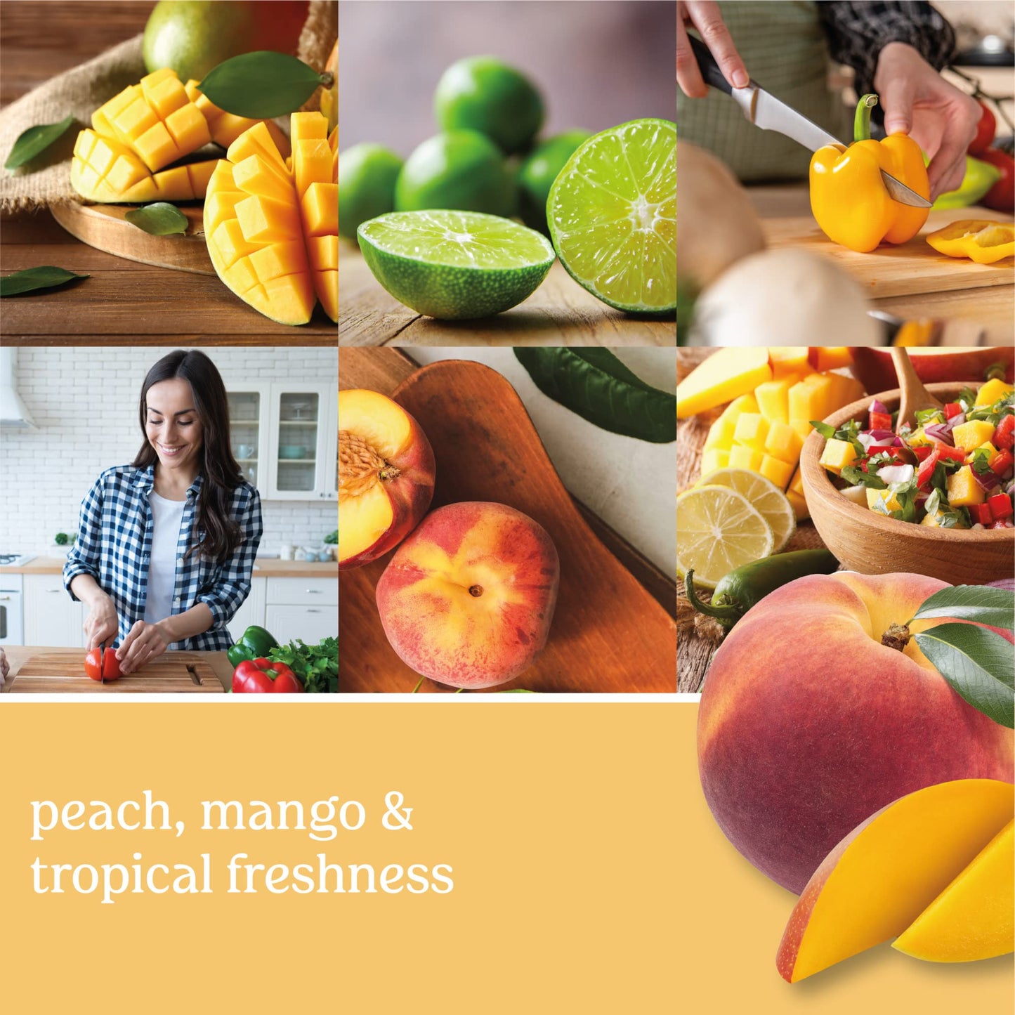 Yankee Candle Mango Peach Salsa Scented, Classic 22oz Large Jar Single Wick Candle, Over 110 Hours of Burn Time - Medaid International