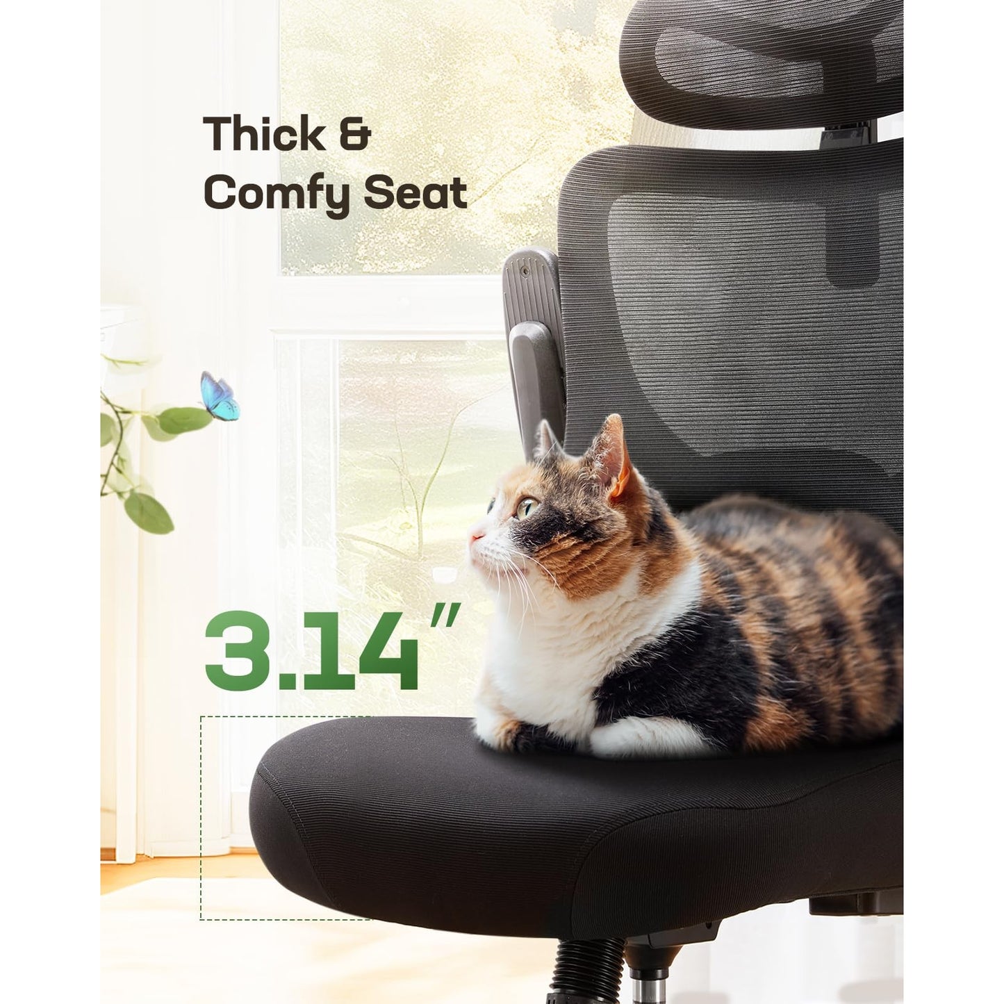 Marsail Ergonomic Office Chair: Office Computer Desk Chair with High Back Mesh and Adjustable Lumbar Support Rolling Work Swivel Task Chairs with Wheel 3D Armrests and Headrest - Medaid International