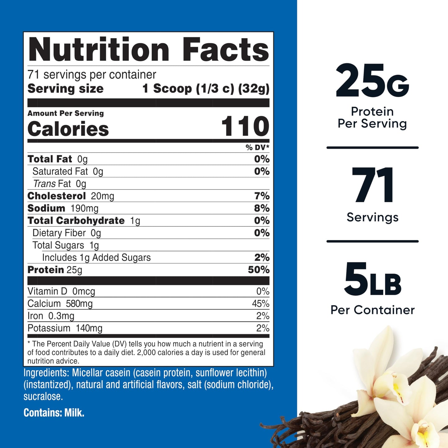 Nutricost Casein Protein Powder 5lb Vanilla - Micellar Casein, Gluten Free, Non-GMO - Medaid International