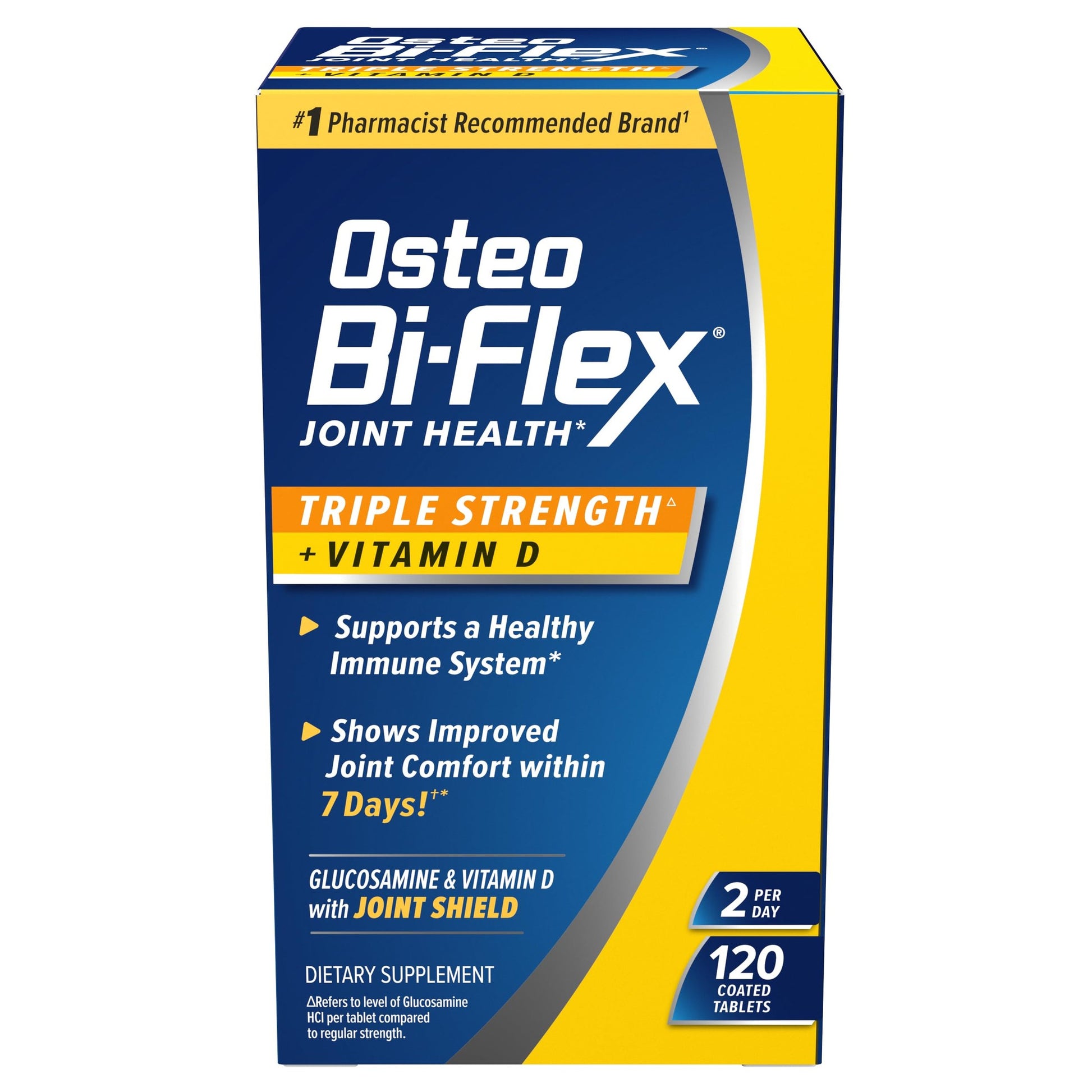 Osteo Bi-Flex Triple Strength with Vitamin D Glucosamine Chondroitin Joint Health Supplement, Coated Tablets, Red, 120 Count - Medaid International
