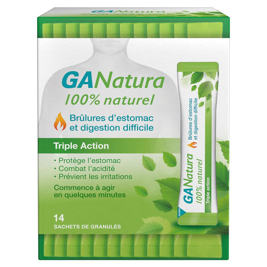 GANatura - 100% Naturel - Brûlures d'estomac et digestion difficile - 14 Sachets - Format Pratique - Medaid International