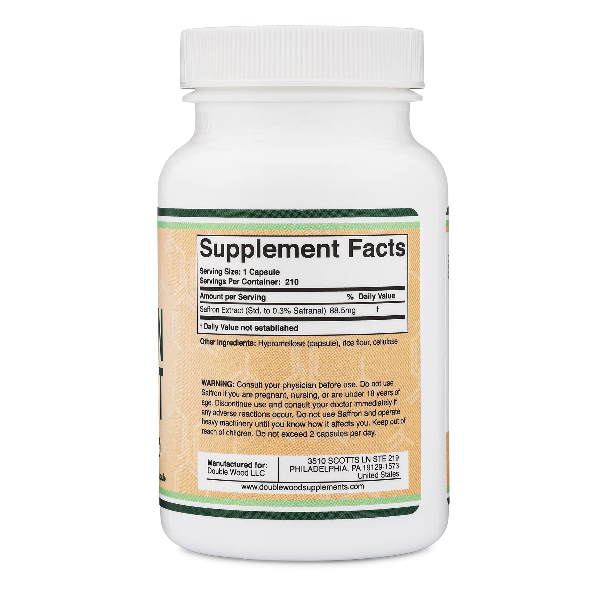 Saffron Supplement for Focus - Saffron Extract 88.5mg Vegan Capsules (210 Count) – Supports Focus and Vision, Including Retina and Lens – Herbal Dietary Supplement by Double Wood - Medaid International